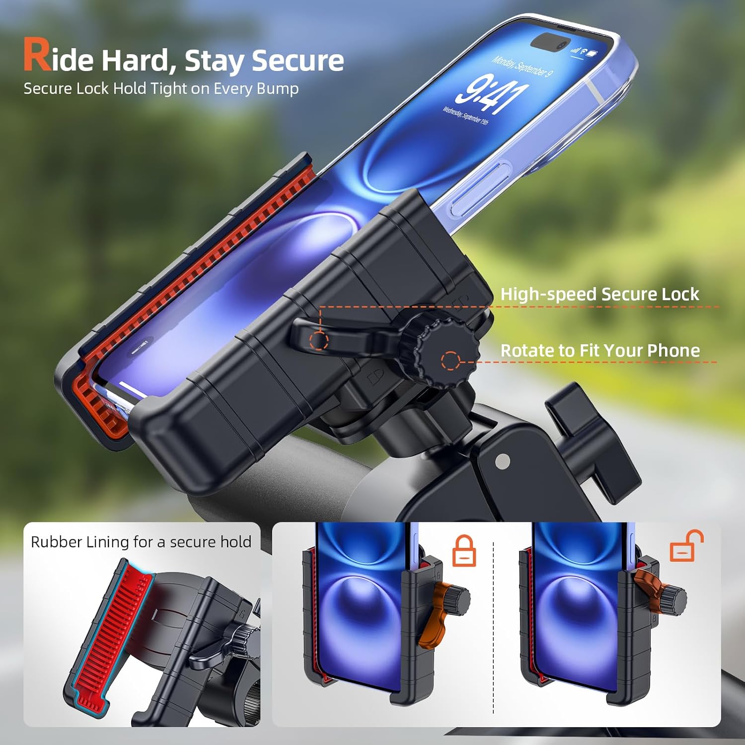 Detalle 2 de Marsrider 3rd-Gen Motorcycle Phone Mount 4.7-7"