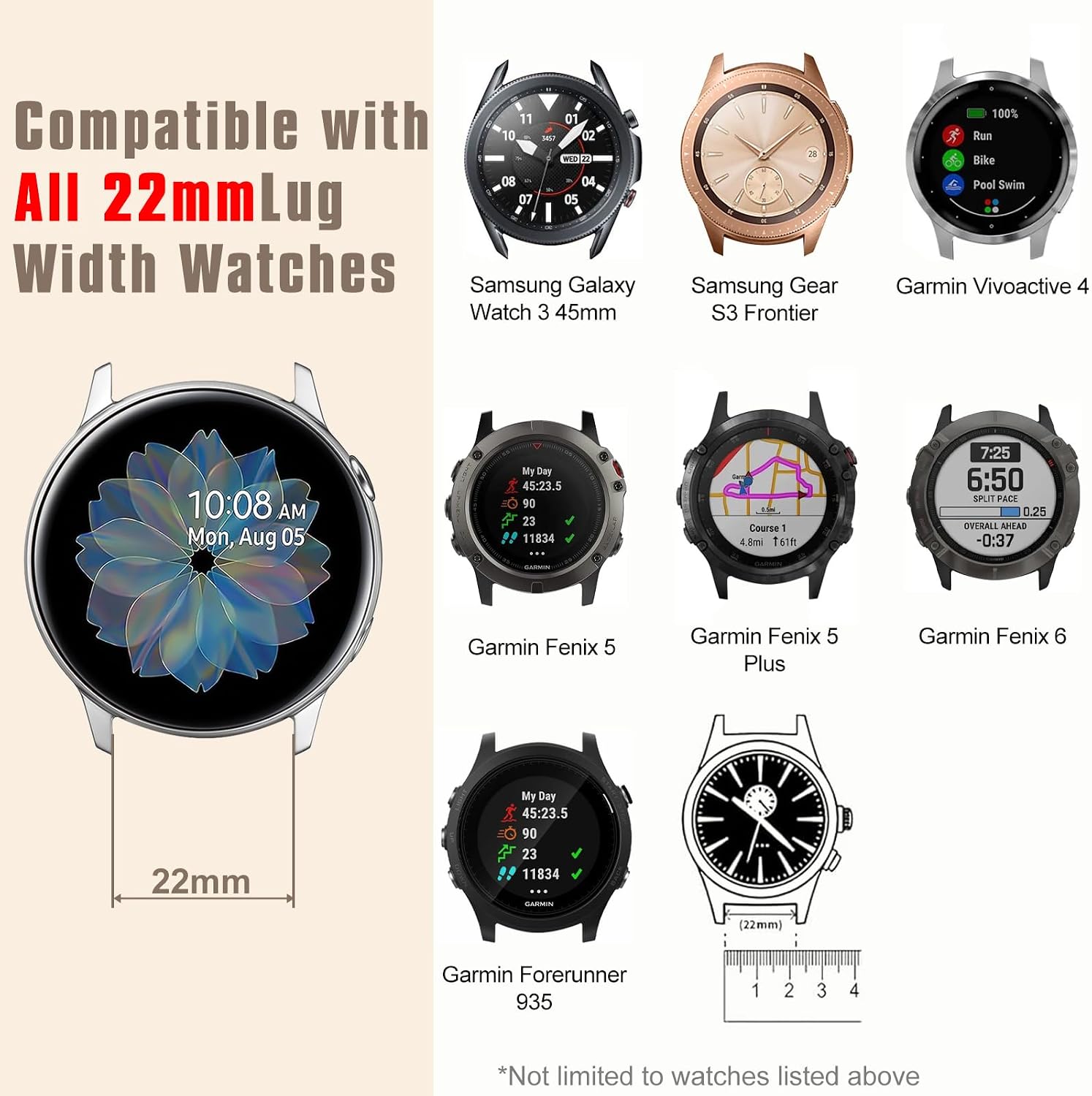 Thumbnail 1 de 22mm Watch Straps Braided Magnetic – 22mm Nylon Band for Galaxy Watch 3/46mm, Venu 3, Gear S3, Fossil Gen 5, Huawei GT/GT 2 and more