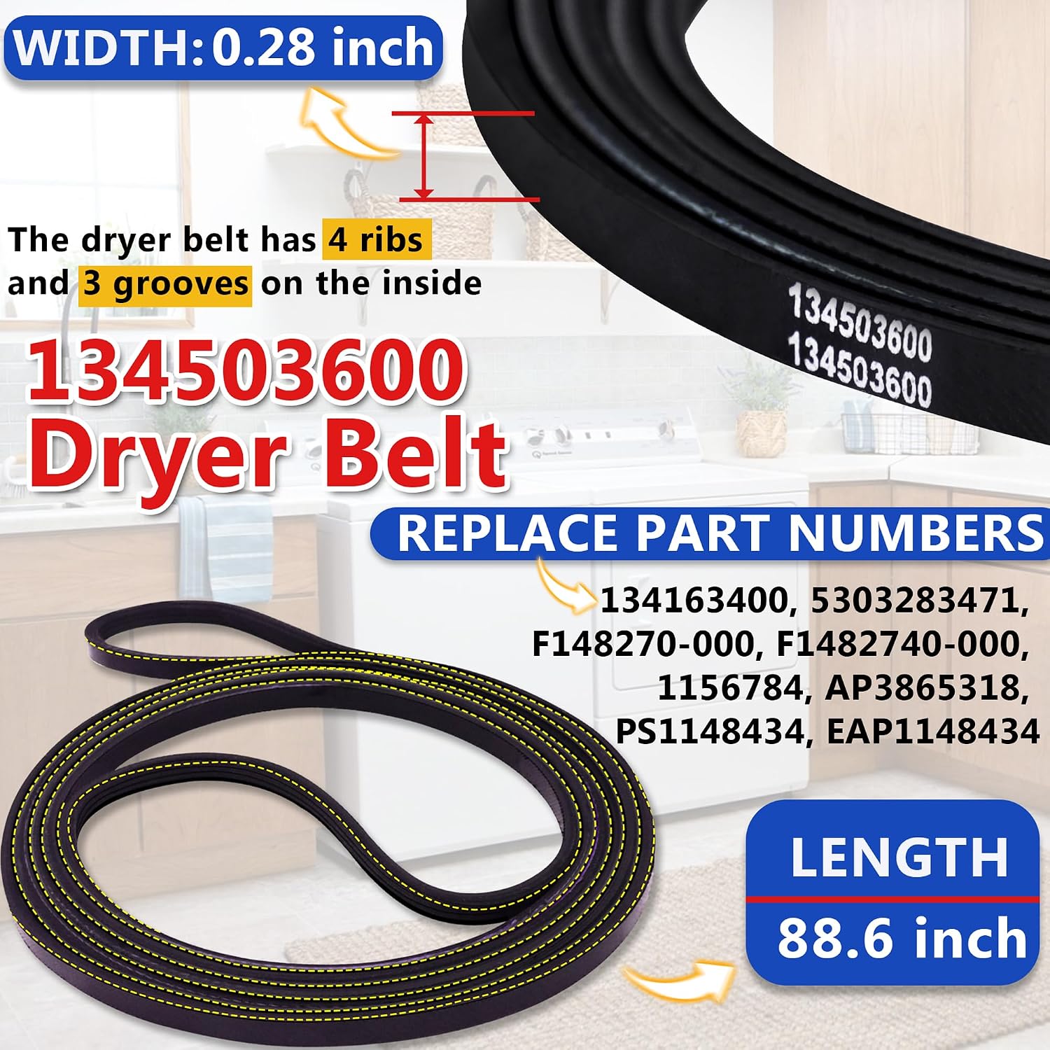 Detalle de 5303281153 134503600 Dryer Belt and Bearing Kit with 131863007 Idler Pulley