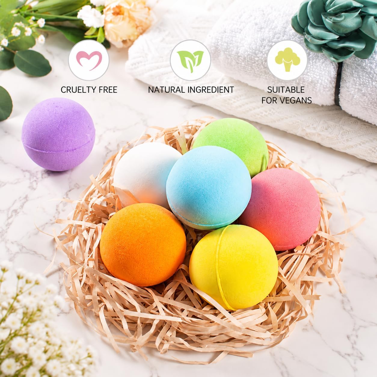 Detalle de Aofmee AOBB07 Bath Bomb Gift Set, 7 Individually Wrapped Fizzies