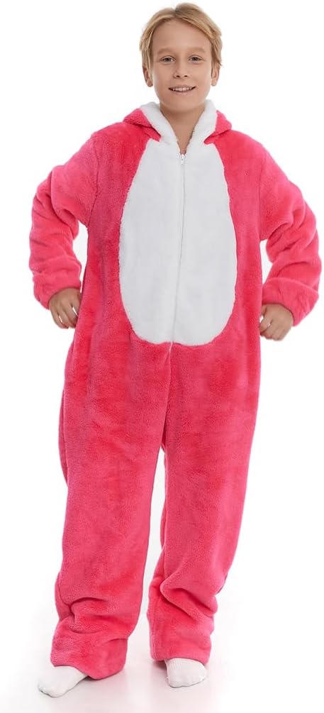Detalle 2 de HSCTEK Fuzzy Teddy Fleece Child Onesie, Hooded One-Piece Costume with Pockets