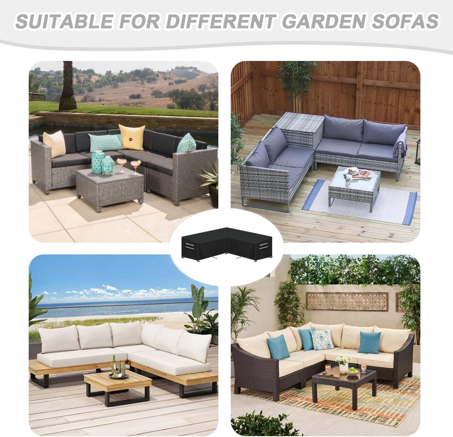 Thumbnail 5 de SIMPHAUS Outdoor Rattan Corner Sofa Cover