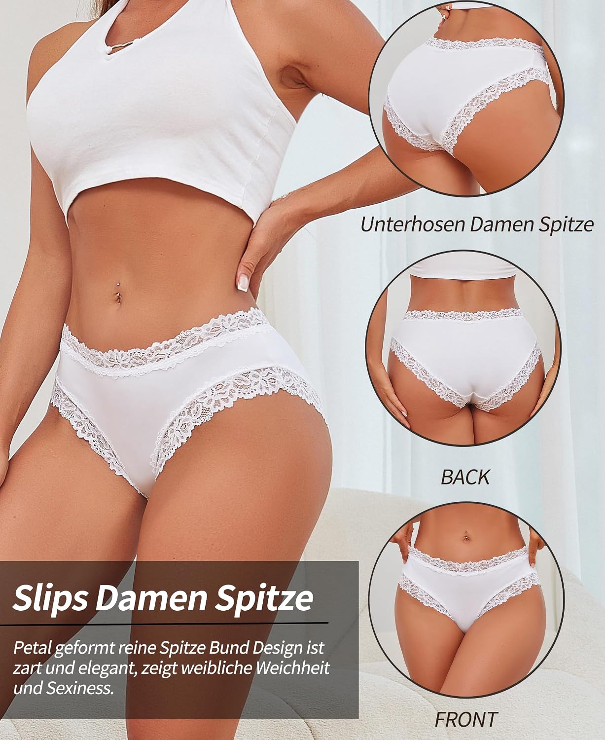 Detalle 2 de ALL OF SHE Slip Hipster in Cotone 6 Pezzi