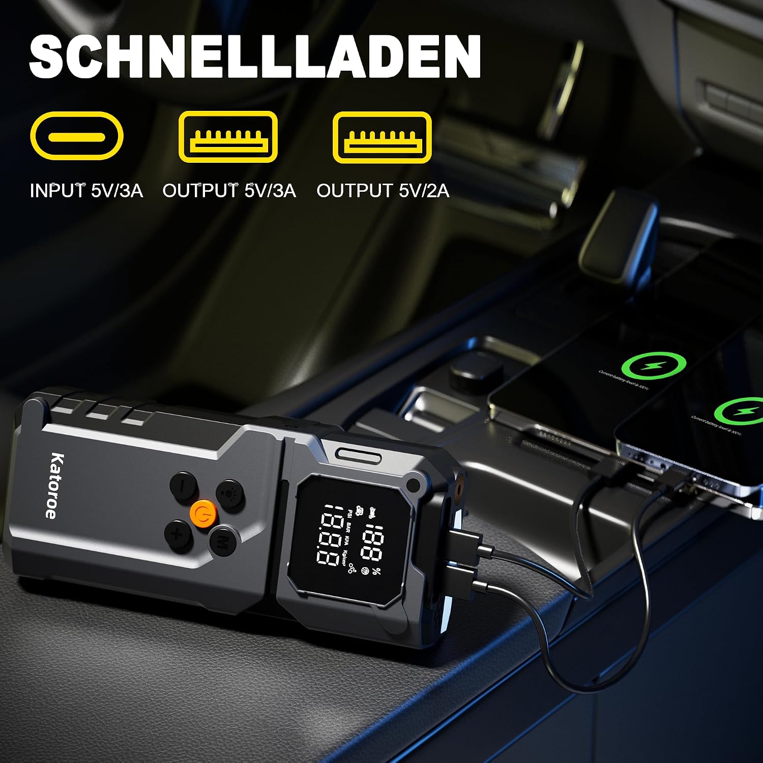 Detalle 2 de KATOROE Starthilfe Powerbank für Pkw 4000A
