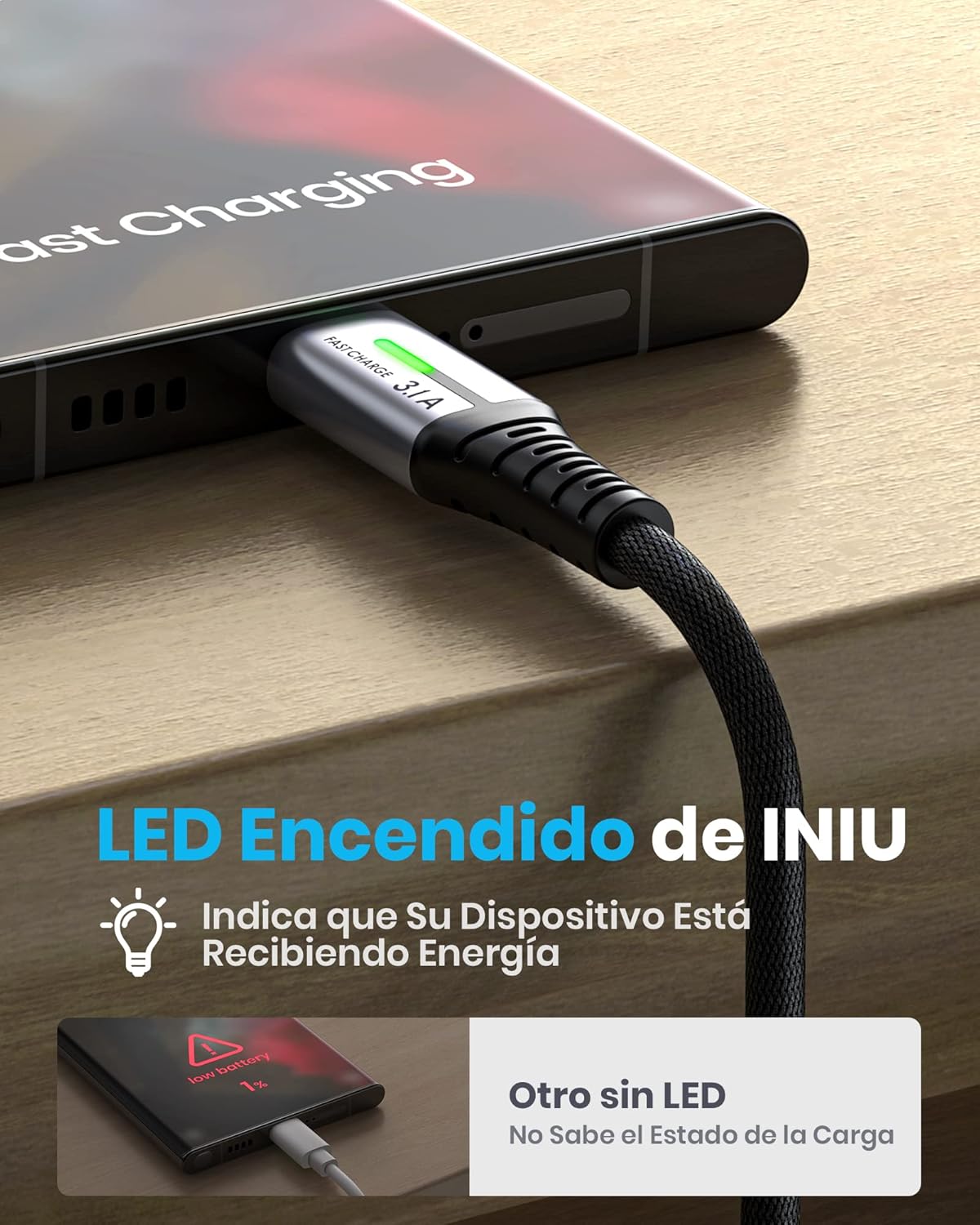 Thumbnail 4 de INIU Cable USB C Carga Rápida 3.1A