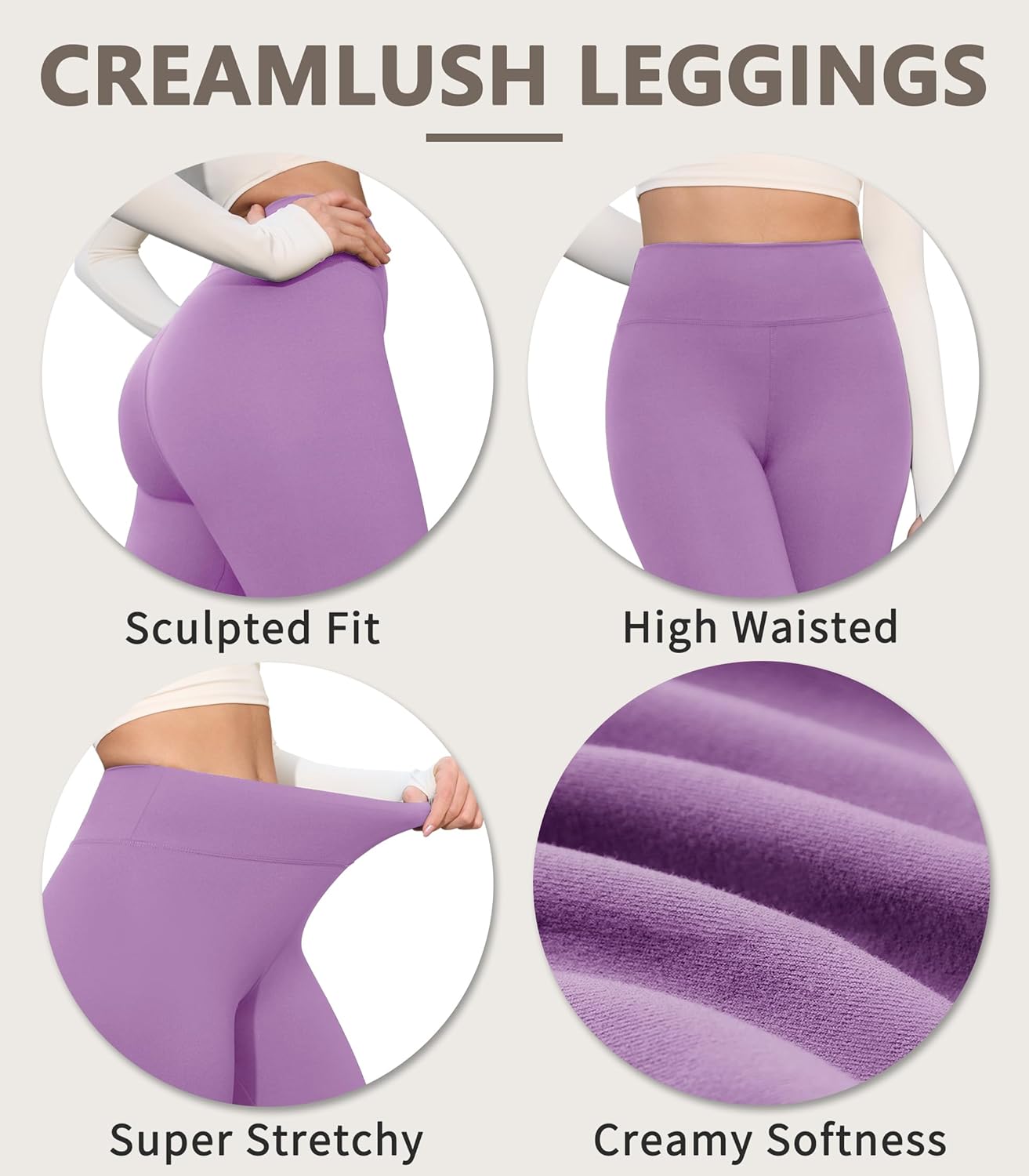 Thumbnail 4 de VALANDY Creamlush 4-Pack Capri Leggings for Women (High-Waisted Stretchy Yoga & Lounge Pants, S–3XL)