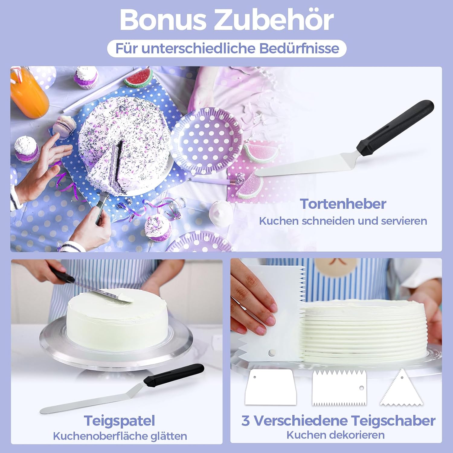 Thumbnail 6 de Ohuhu Tortenplatte Drehbar aus Aluminiumlegierung – 30 cm mit Stümpfen & Zubehör