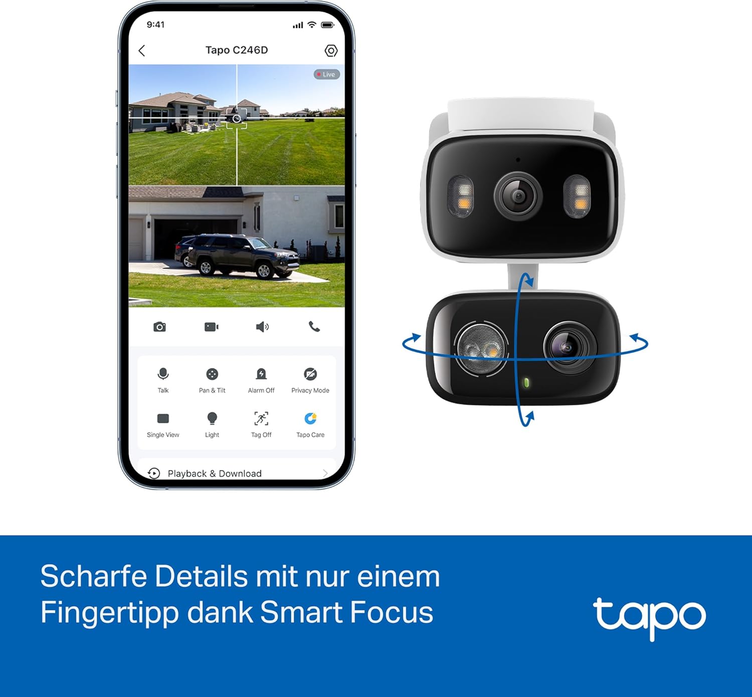 Thumbnail 6 de Tapo C246D WLAN Außenüberwachungskamera mit 2K Dual-Objektiv – 125° Weitwinkel + 6 mm Teleobjektiv