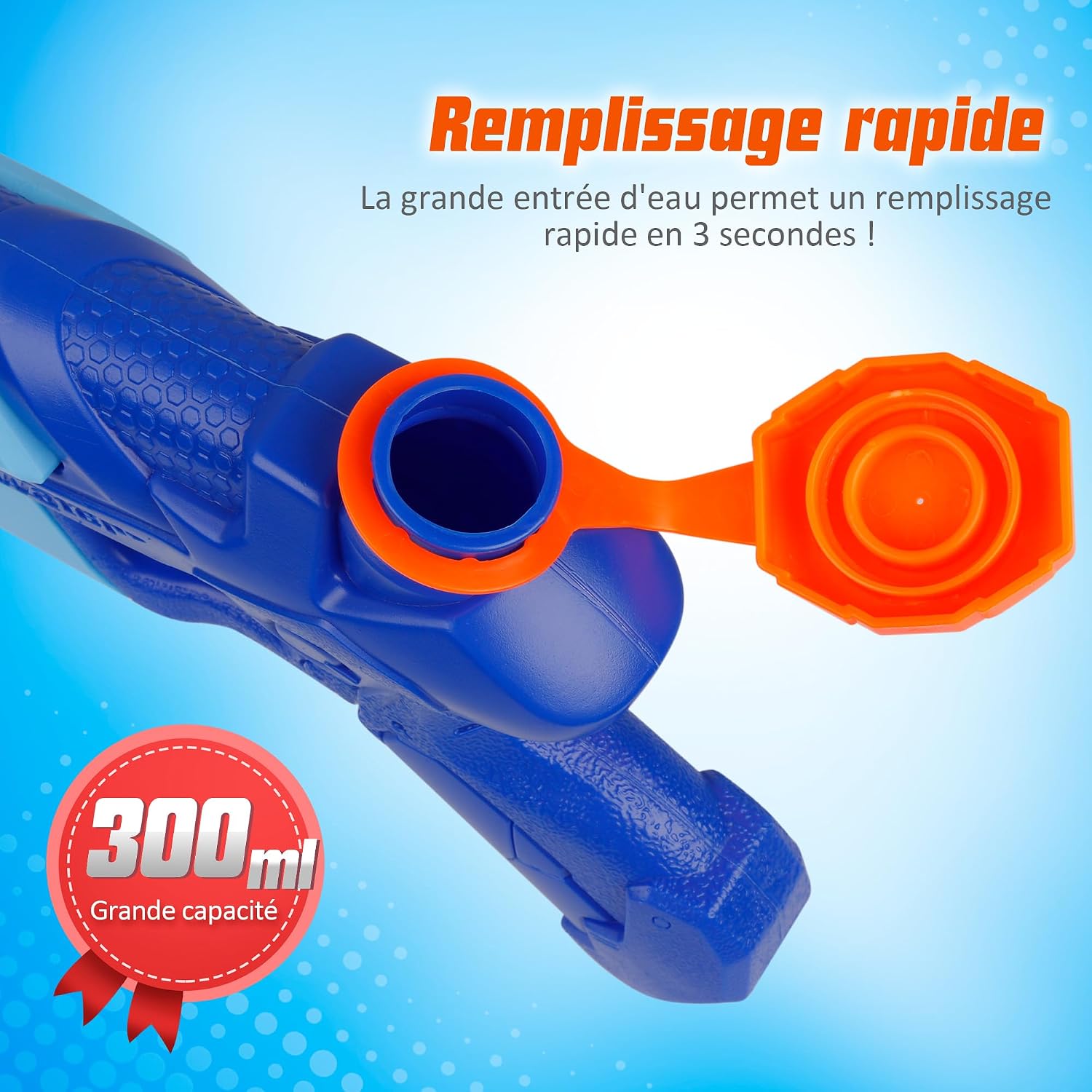Thumbnail 3 de D-FantiX: 2 pistolets à eau 300 ml – Blaster longue portée jusqu’à 10 m, set pour enfants et adultes