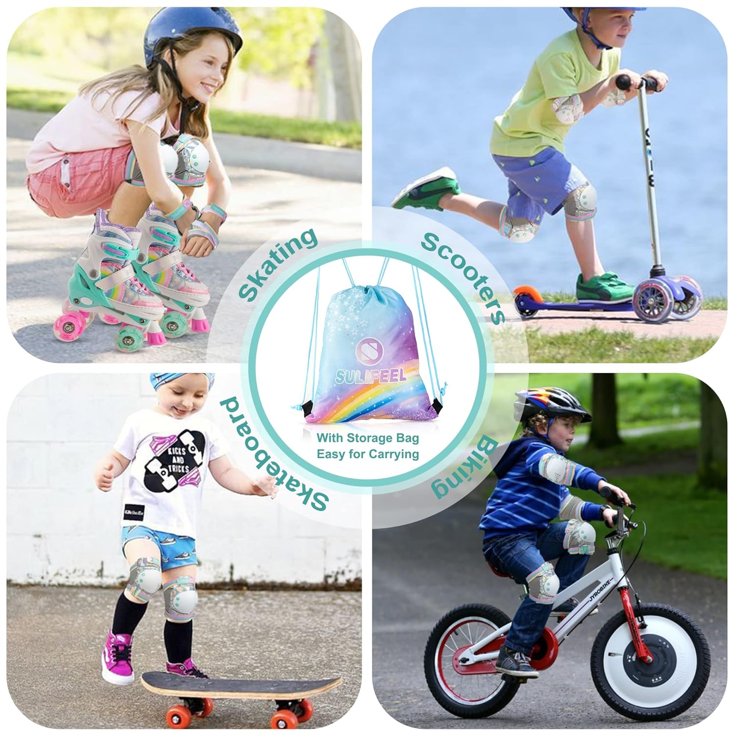 Thumbnail 5 de SULIFEEL Rainbow Unicorn 7-in-1 Kids Protective Gear Set (Knee Pads, Elbow Pads, Wrist Guards)