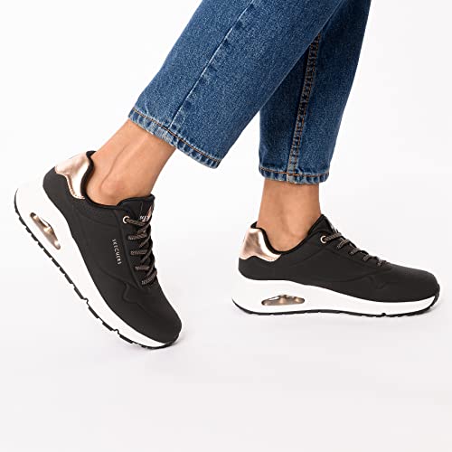 Detalle de Skechers Donna Uno Shimmer Away Trainers – Black Durabuck 38 EU