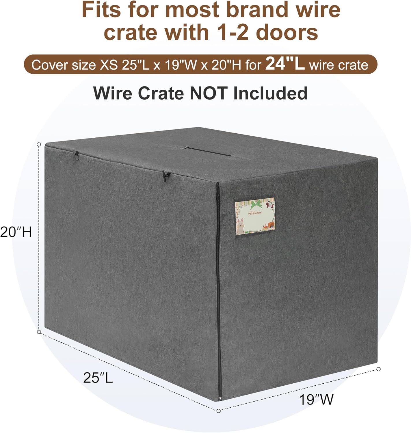Detalle de HiCaptain Dog Cage Cover for Wire Cages (Windproof, 63.5 x 48.3 x 50.8 cm) – Cover Only