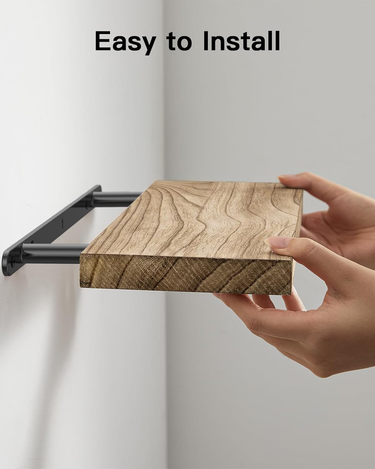 Detalle 1 de AMADA HOMEFURNISHING AMFS40-EU Floating Shelves, Paulownia Wood, Set of 4