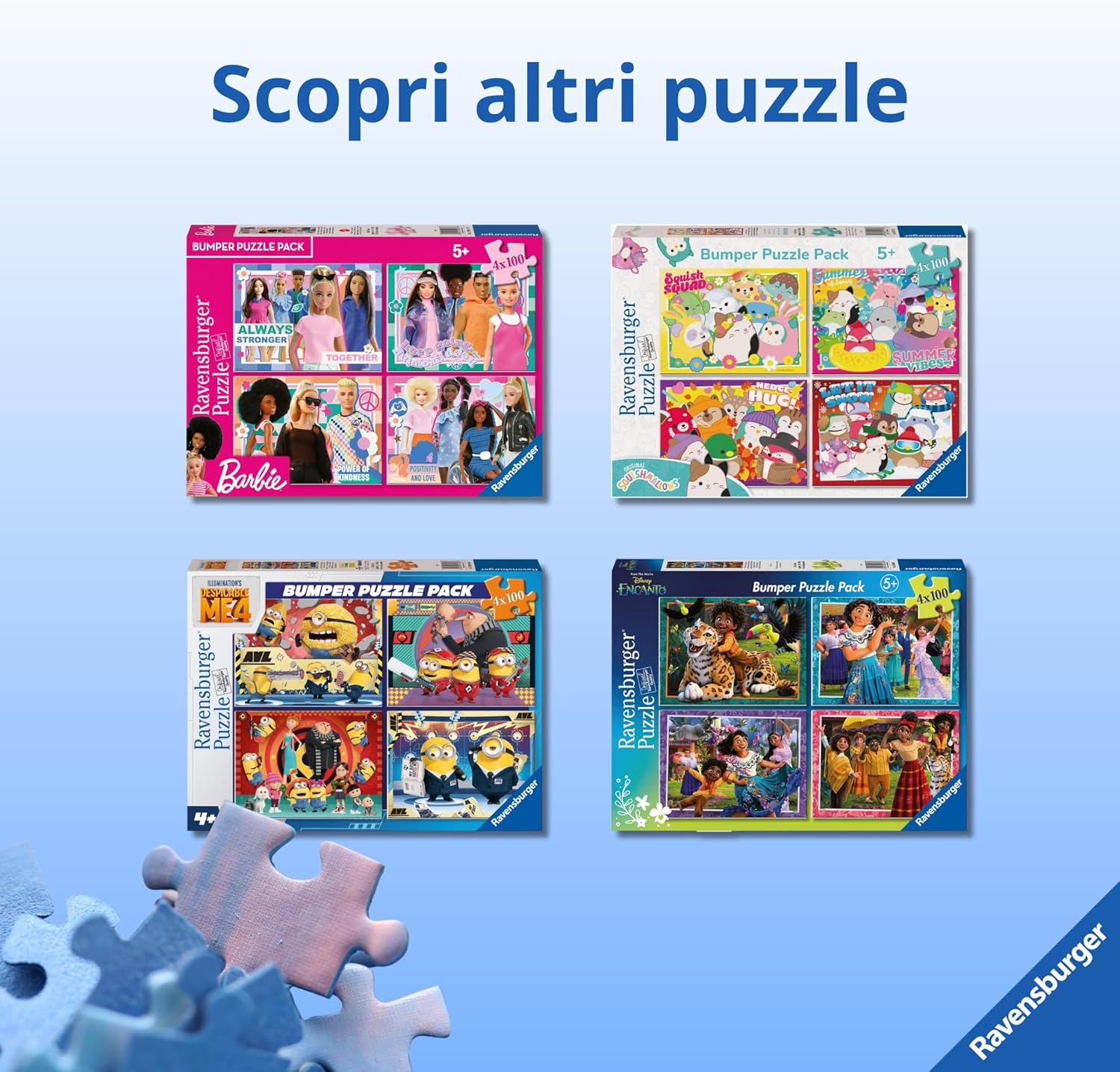Detalle de Ravensburger Unicorni Magici 4 Pack puzzle bambini (5 anni) da 100 pezzi