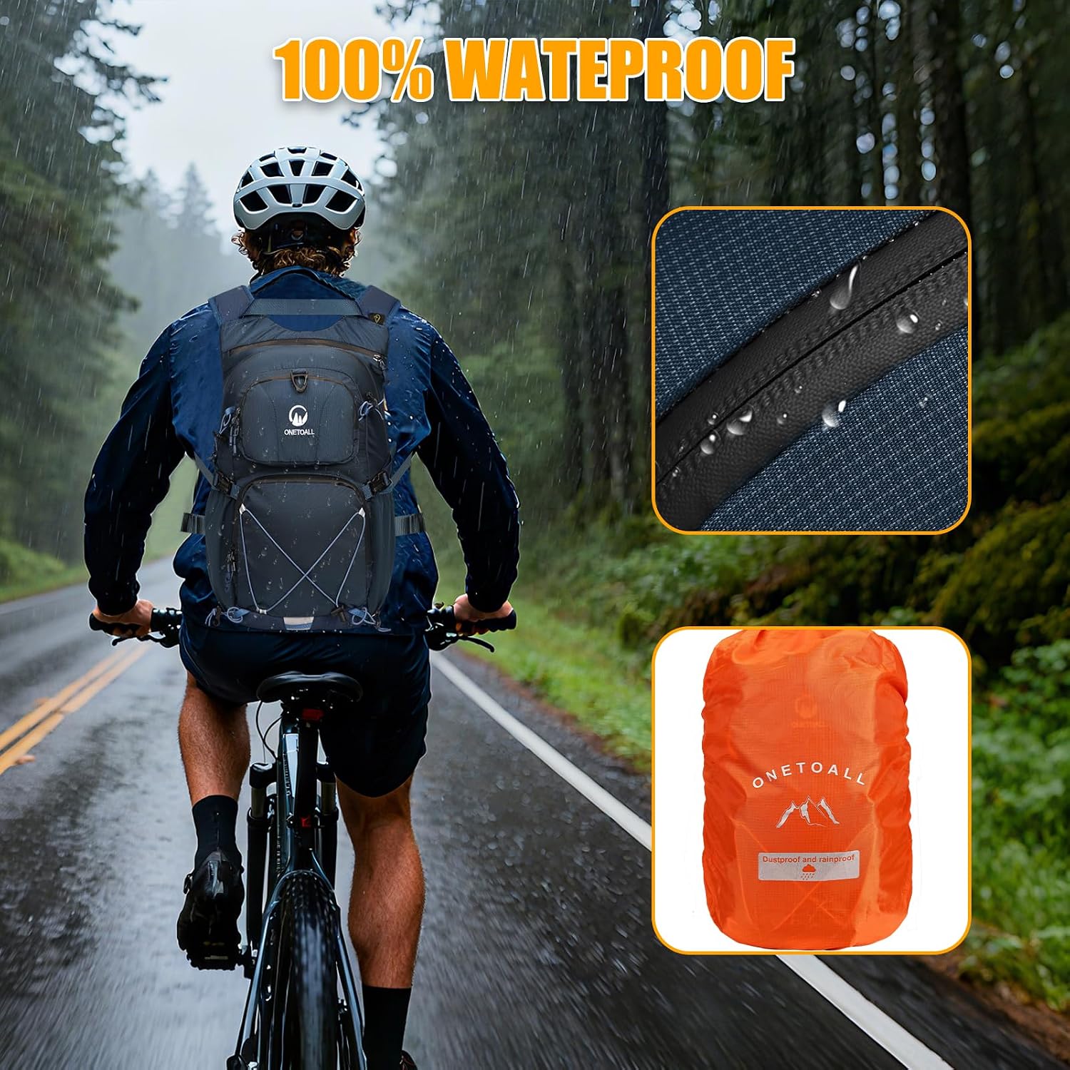 Thumbnail 3 de ONETOALL Hydration Backpack with 2L Water Bladder: 22L Waterproof Pack for Hiking, Running and Cycling