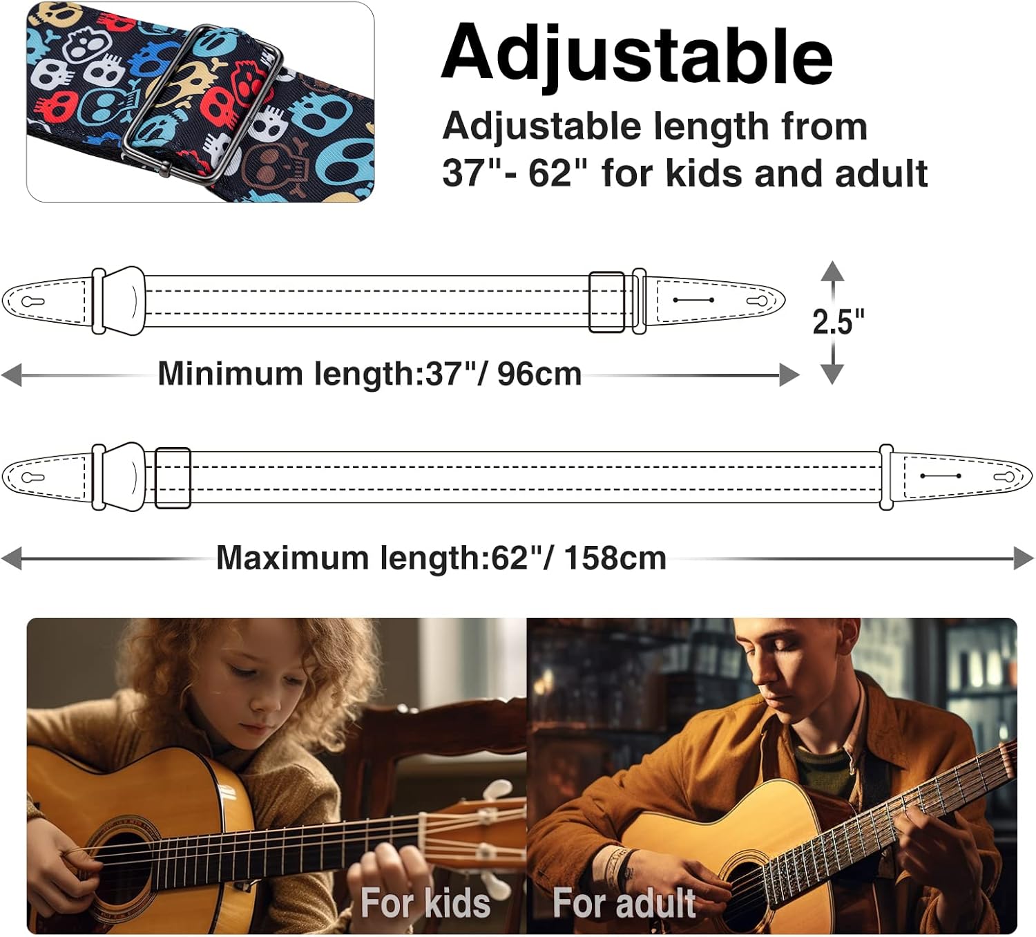Thumbnail 2 de LEKATO Guitar Strap for Electric Acoustic