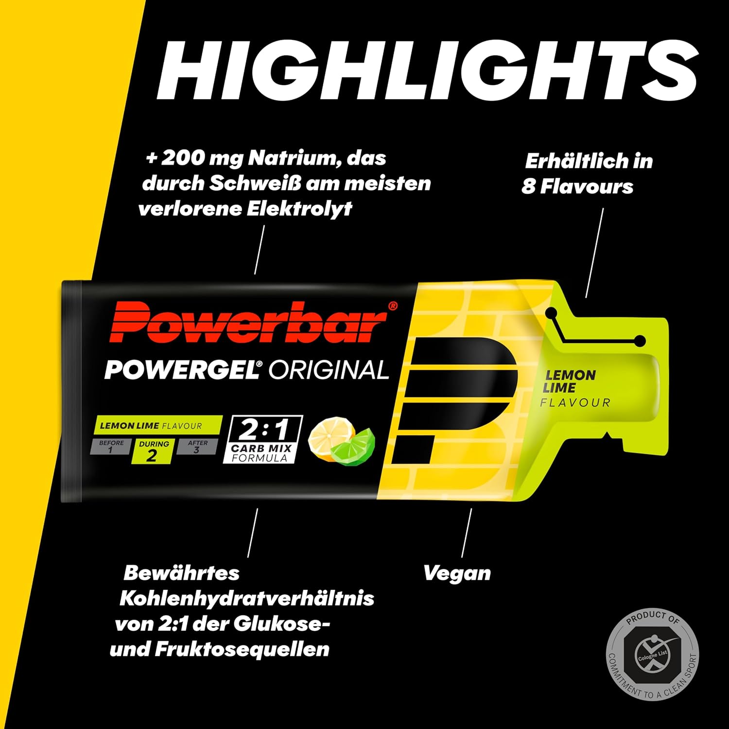 Detalle de Powerbar PowerGel Lemon Lime (24x41g) – Energie & Ausdauer für Kraft- und Ausdauersport