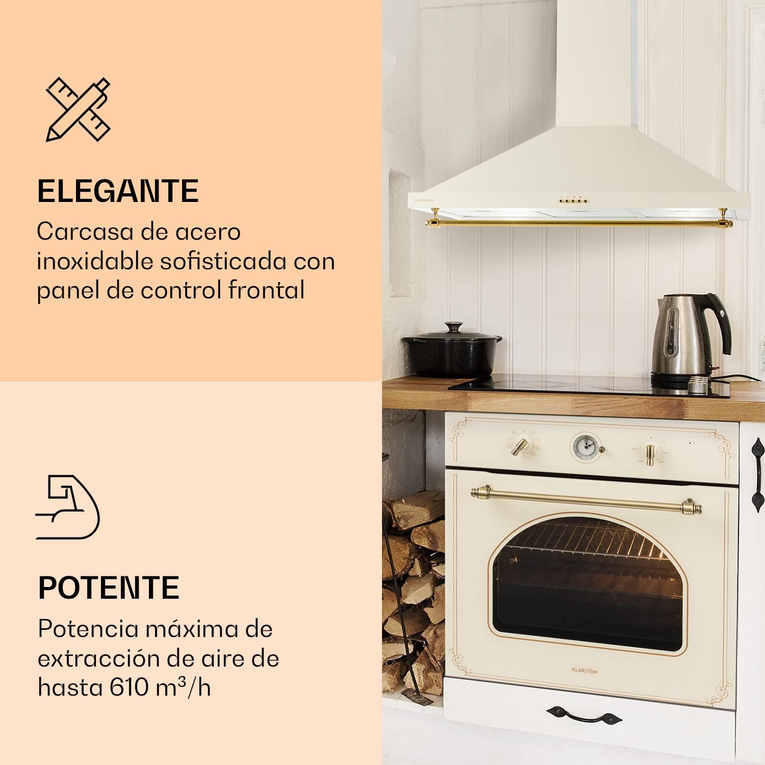 Detalle 2 de Klarstein Campana Extractora Decorativa 90 cm