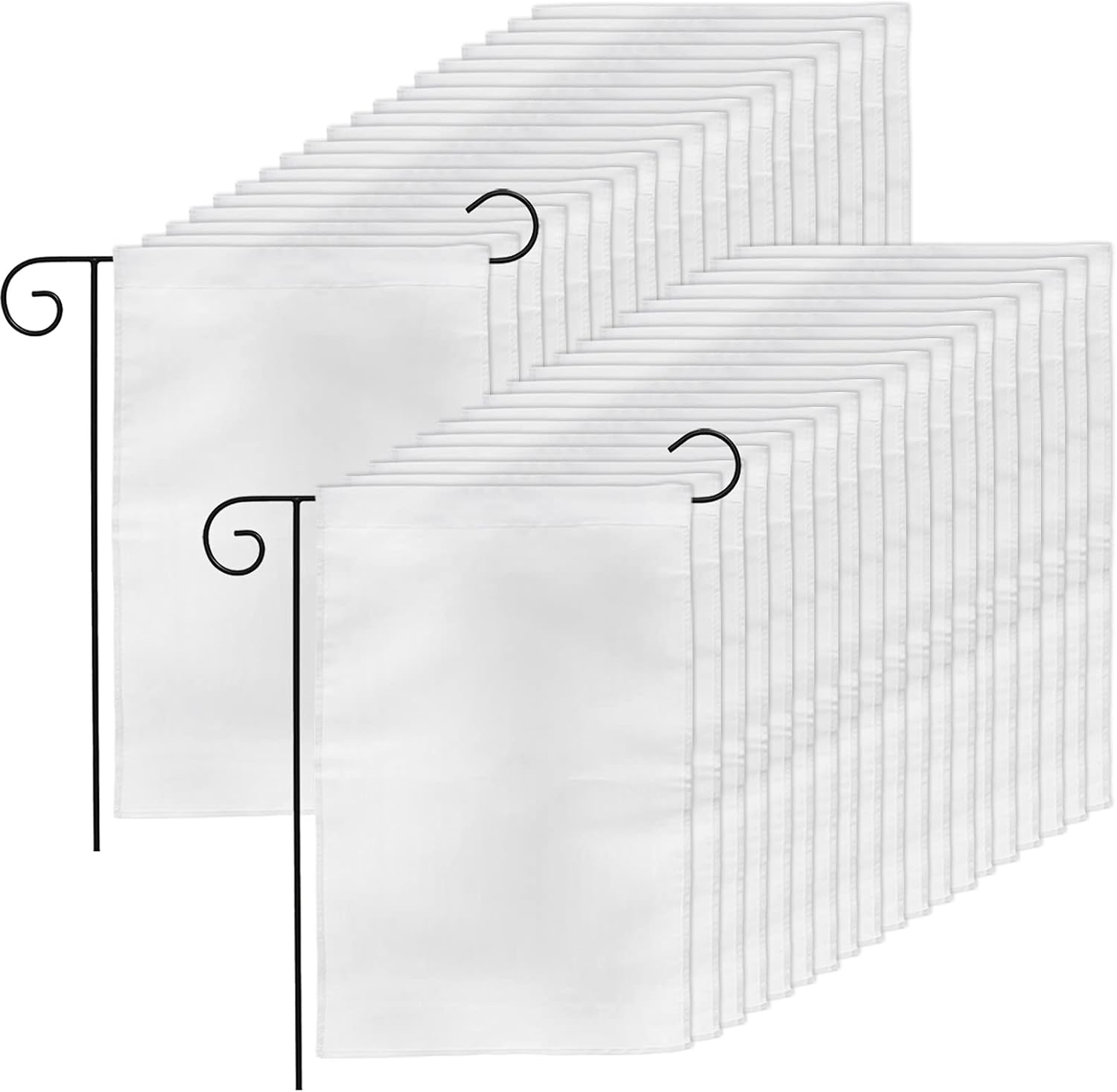 Detalle de DEAYOU DE-GardenFlags-White-36Pc – białe flagi ogrodowe, 36 sztuk z poliestru