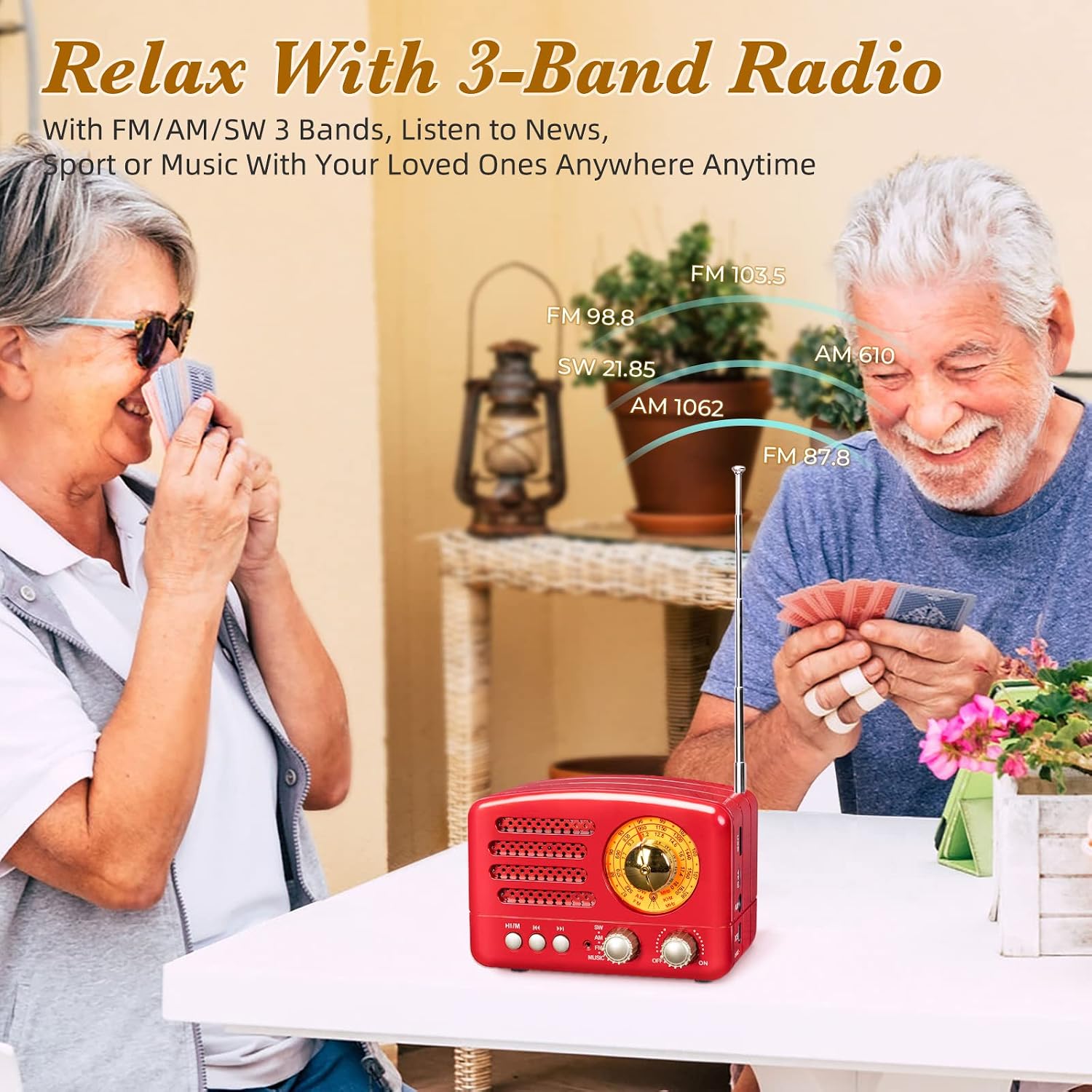 Detalle de PRUNUS J-160 Retro Radio with Bluetooth, AM/FM/SW and 1800mAh Battery