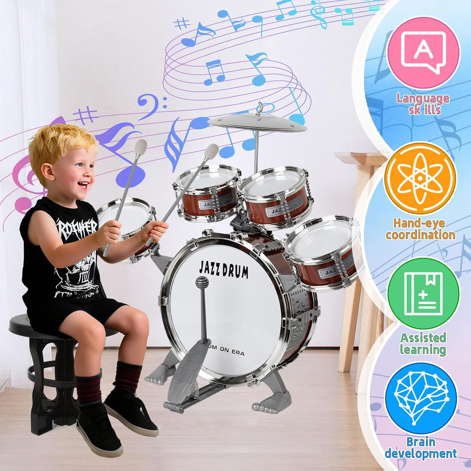 Thumbnail 4 de m zimoon Kids Drum Kit 9‑Piece Set