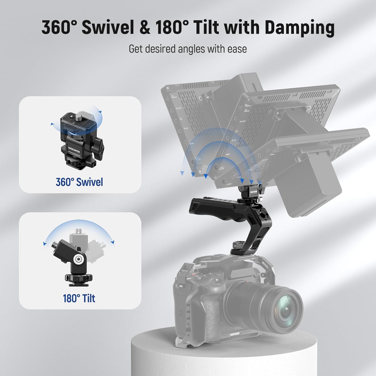 Thumbnail 5 de NEEWER Universal Camera Cage with Top Handle, Cold Shoe Monitor Mount & Dual Handgrips (CA016T+MA006)