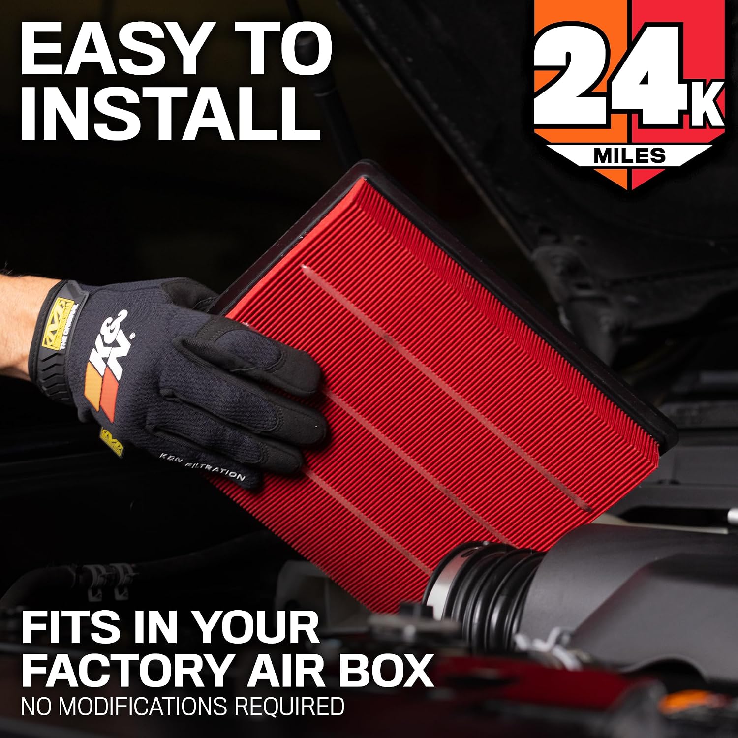 Thumbnail 4 de K&N Engine Air Filter Extended Life 24,000 Miles (KNF-2993) – Practical reliability for Ford, Lincoln and Volvo models