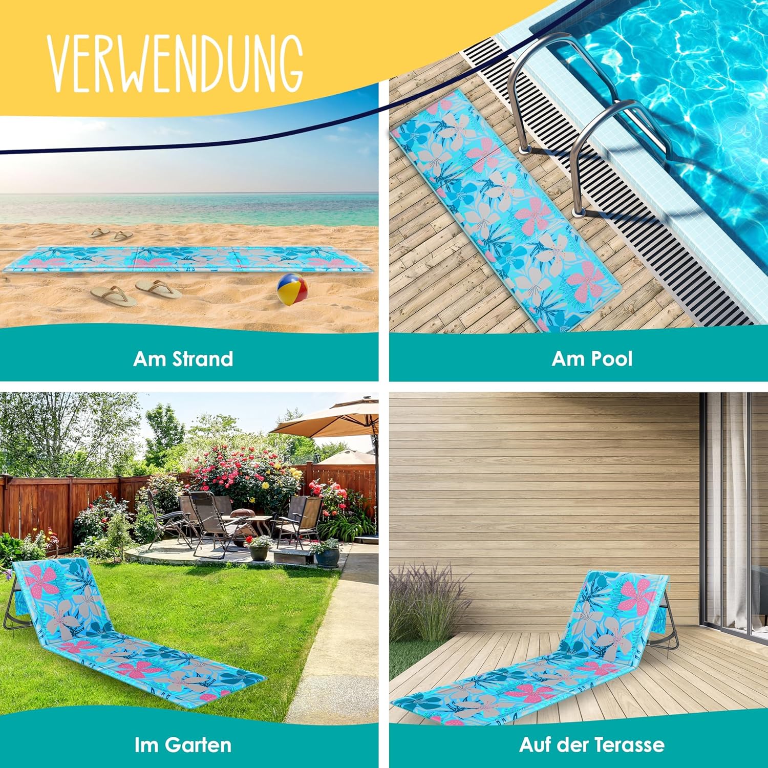 Thumbnail 7 de KESSER® Colchoneta de Playa Plegable Azul Claro 🏖️