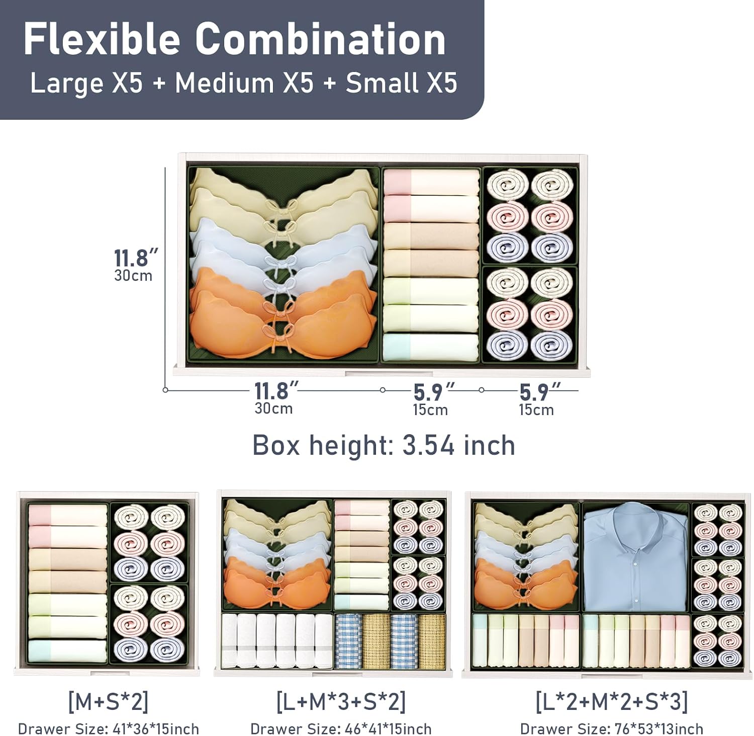 Detalle 2 de Homsorout Fabric Drawer Organisers - 15 Pack