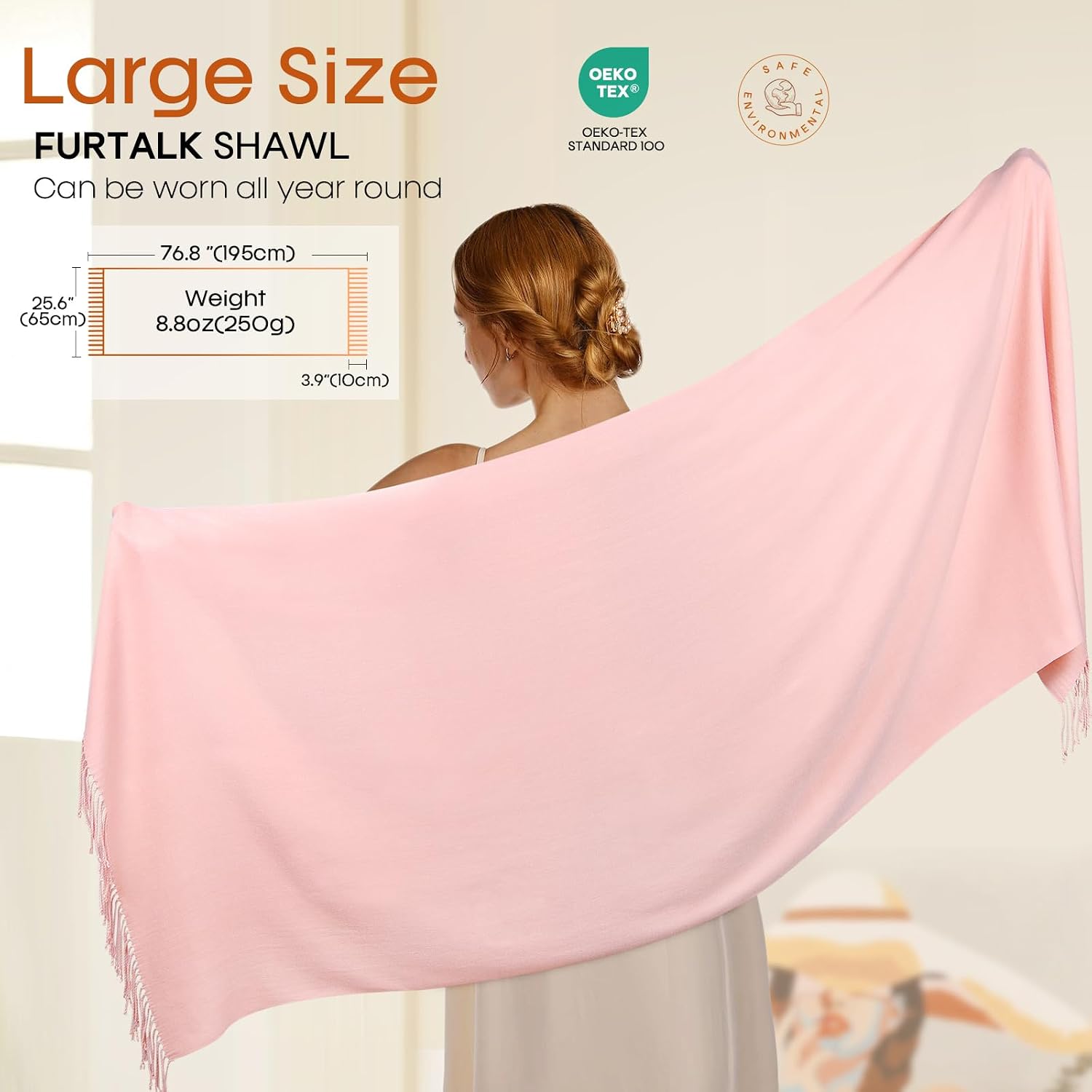 Detalle de FURTALK Shawl, 25.6 × 76.8 Inches