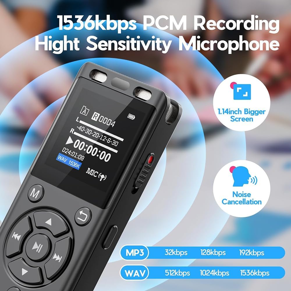 Detalle 2 de Tonfarb A12 Digital Voice Recorder, 64GB, Voice Activation and Playback