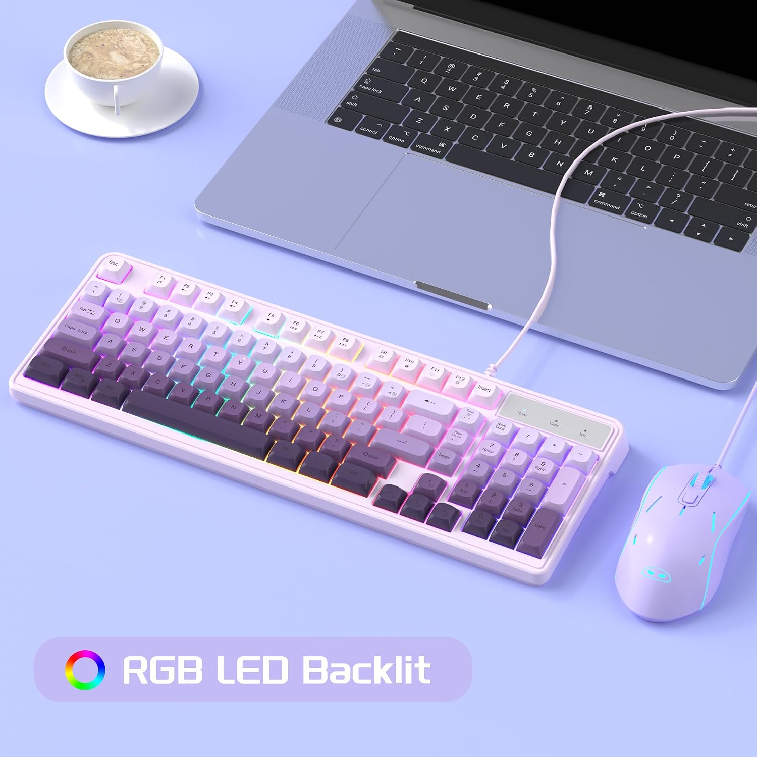 Detalle 2 de MageGee Gradient Purple Keyboard and Mouse GK980
