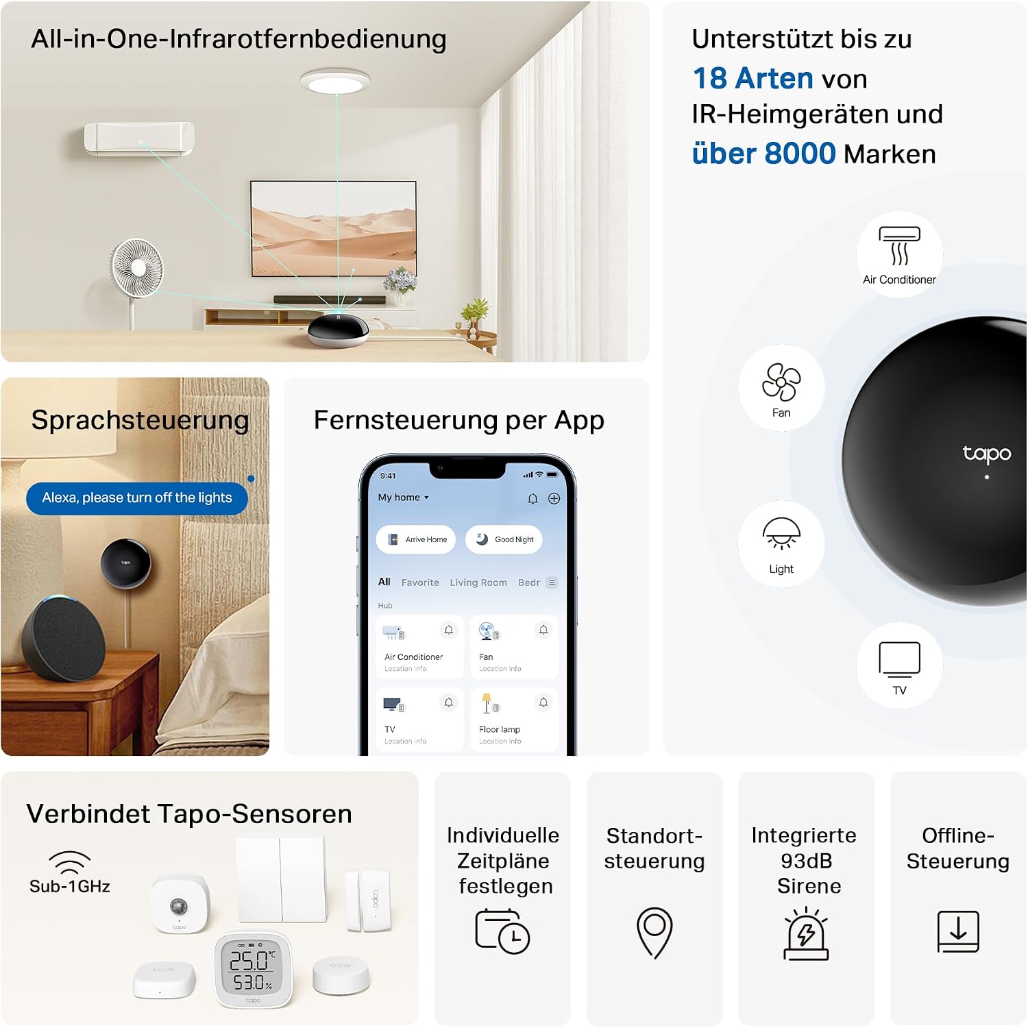 Detalle de Tapo H110 IR-Fernbedienung 8000 Marken unterstützt