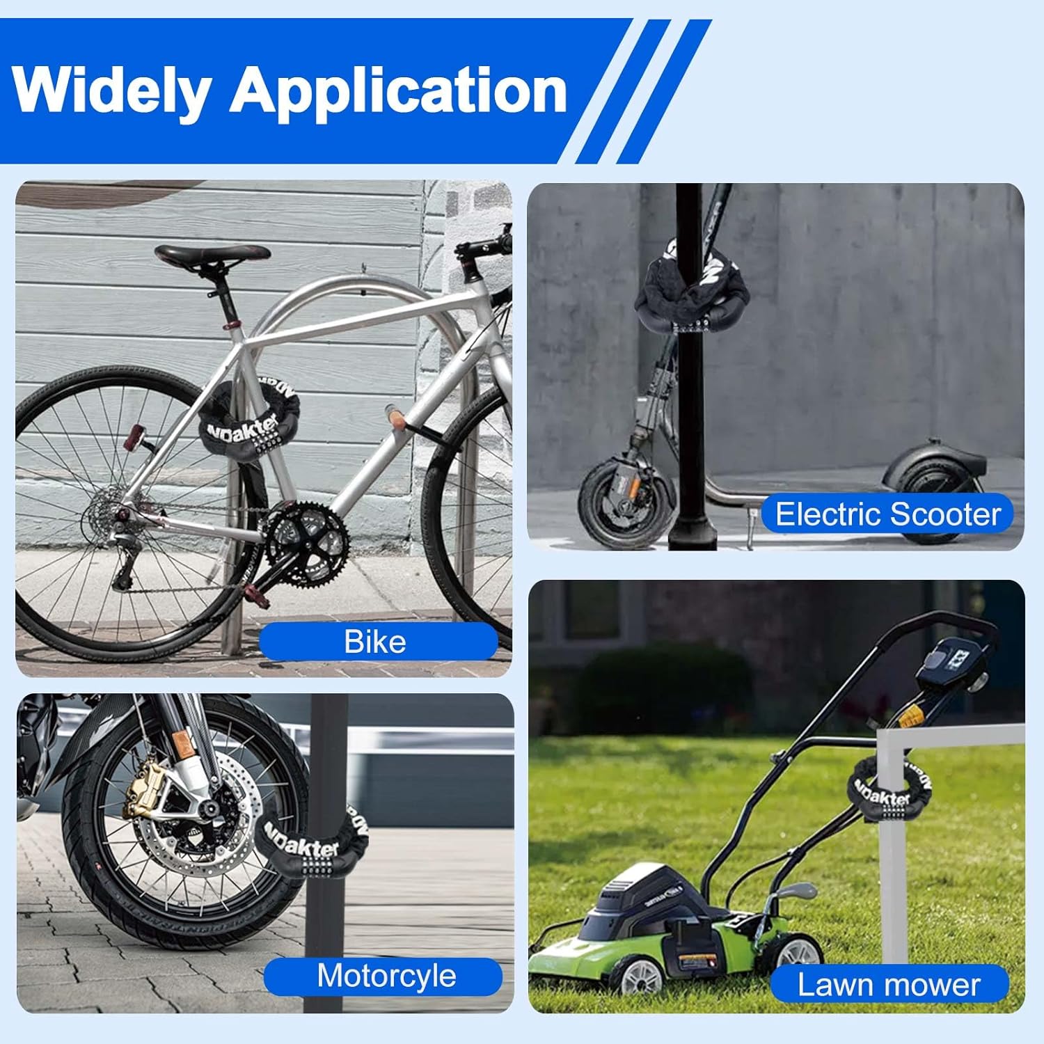 Thumbnail 6 de NDakter Bike Lock 5-Digit Resettable Chain Lock (Combination, Heavy-Duty)