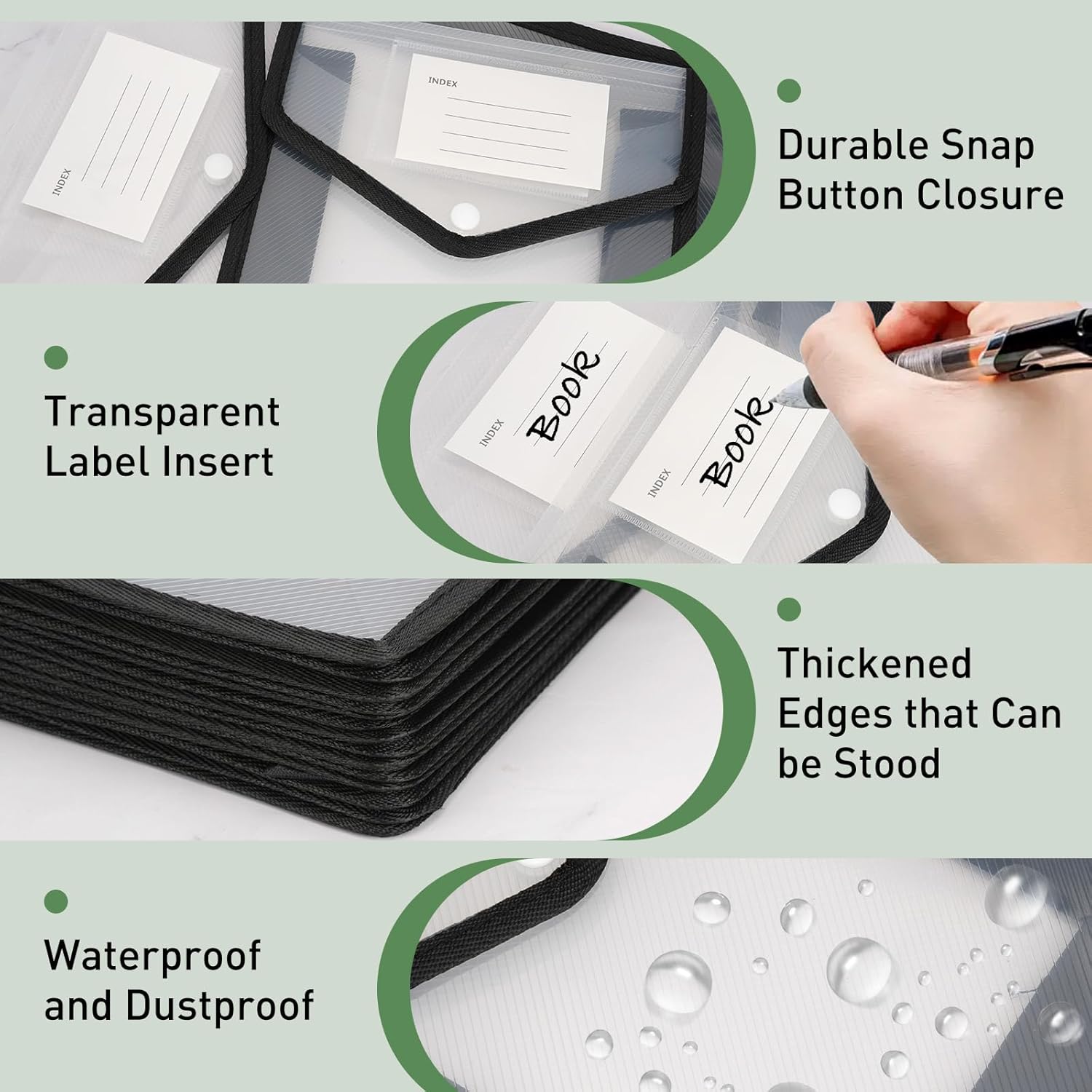 Detalle de QZDAFFIC 6Pcs A5 Plastic Wallet Folders with Popper – Durable, Dustproof Document Holders