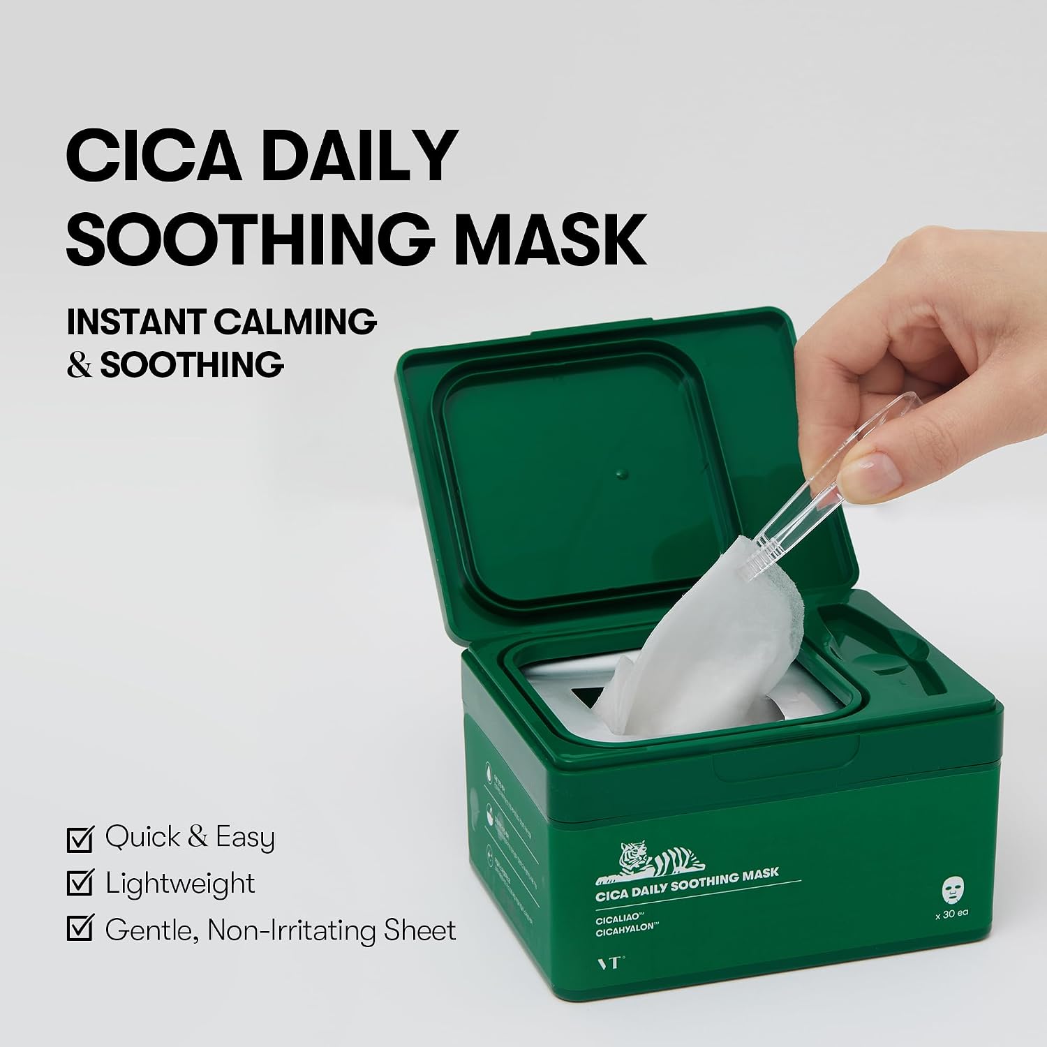 Thumbnail 1 de VT COSMETICS CICA tägliche beruhigende Maske (Centella asiatica & Hyaluronsäure) – 30 Stück