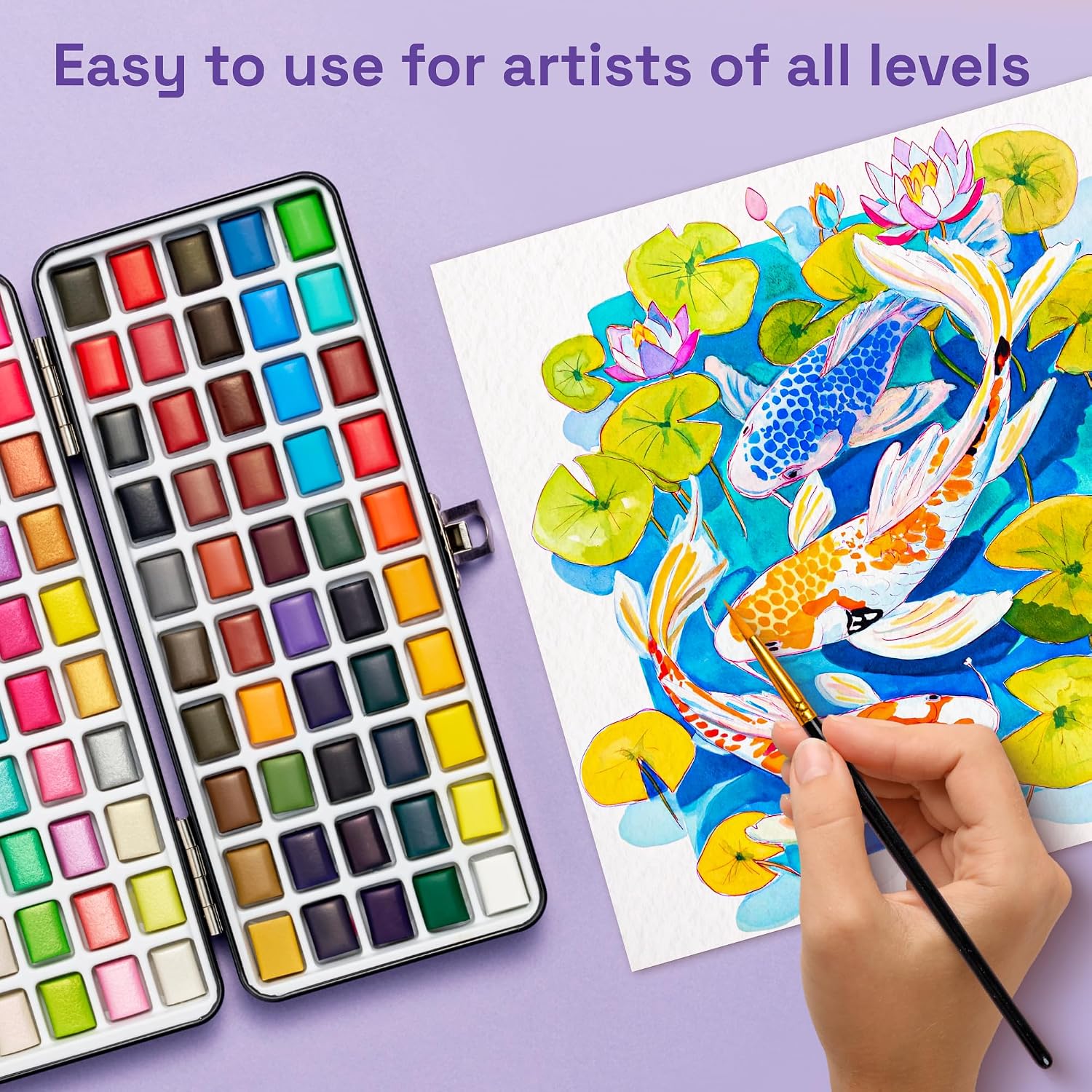 Thumbnail 3 de ARTISTRO 100 Watercolour Paint Set – Portable Travel Kit with Palette & Brush Pens