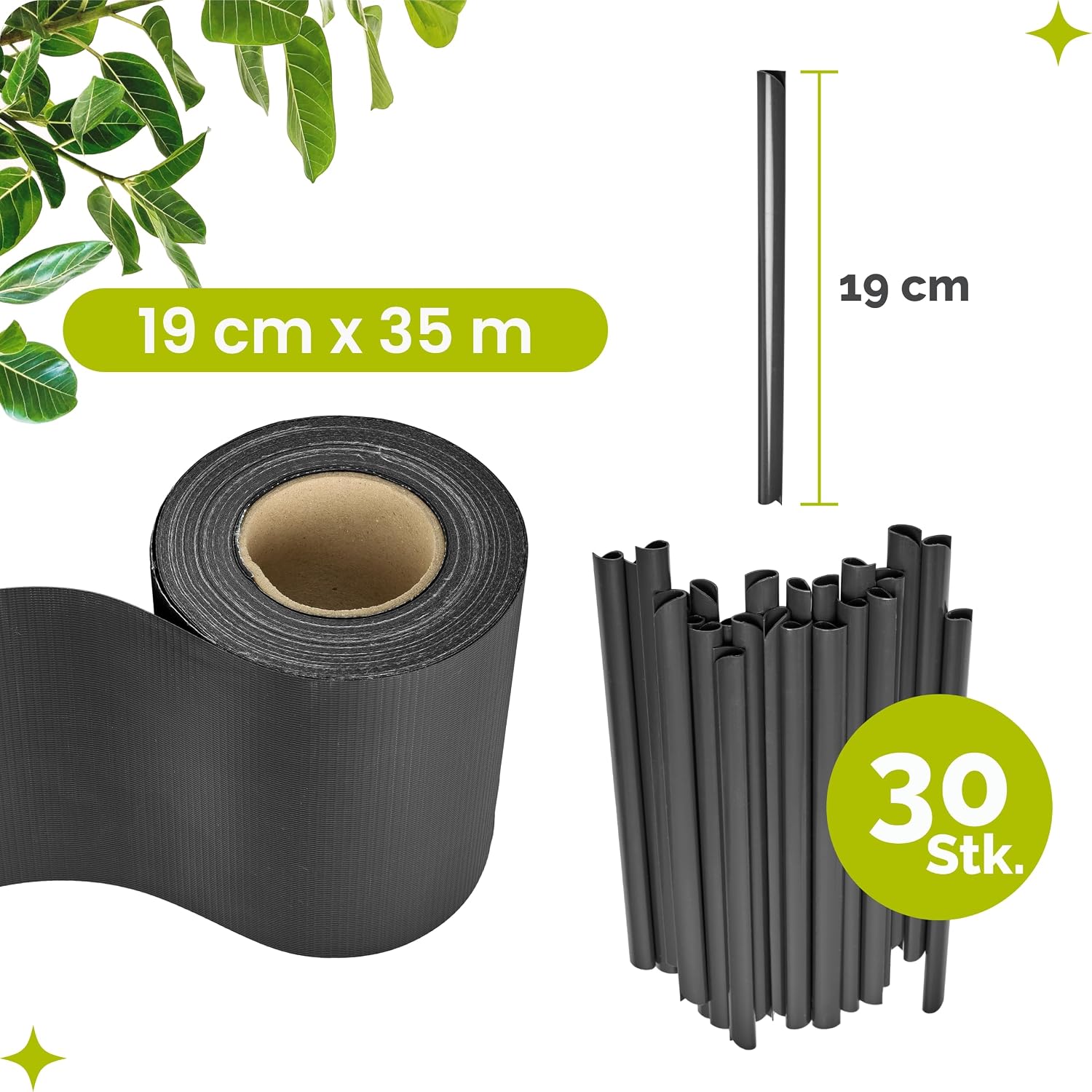 Thumbnail 1 de Garronda Strisce frangivista in PVC 19 x 35 cm con Clip di Fissaggio — Finitura Antracite (RAL7016) per Recinzione e Balcone
