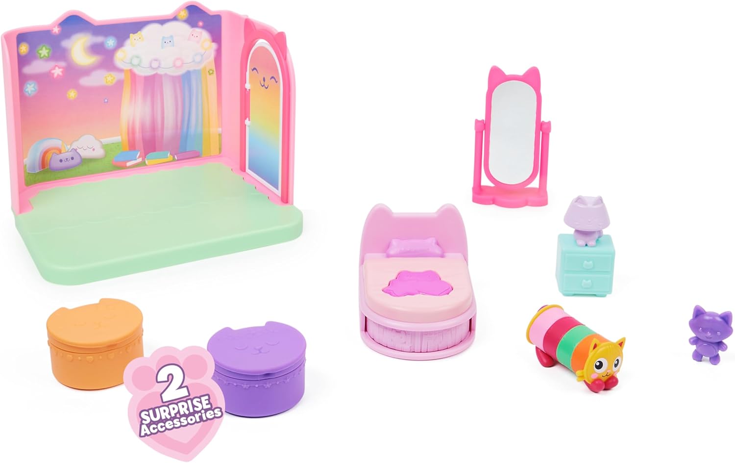 Detalle de La Casa de Muñecas de Gabby - Dormitorio con accesorios 🏠