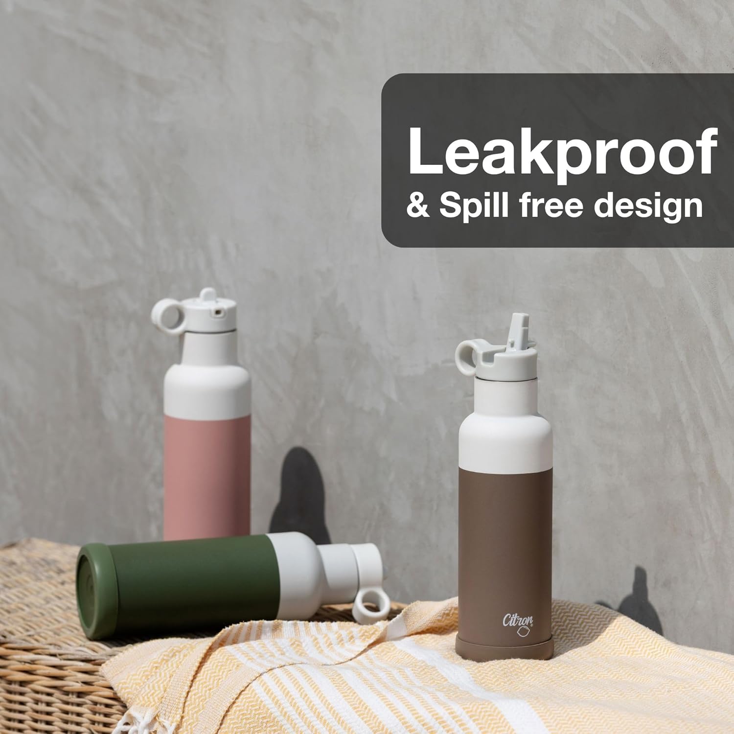 Thumbnail 3 de Gourde enfant CITRON 500 ml avec paille isolée chaud/froid en acier inoxydable vert