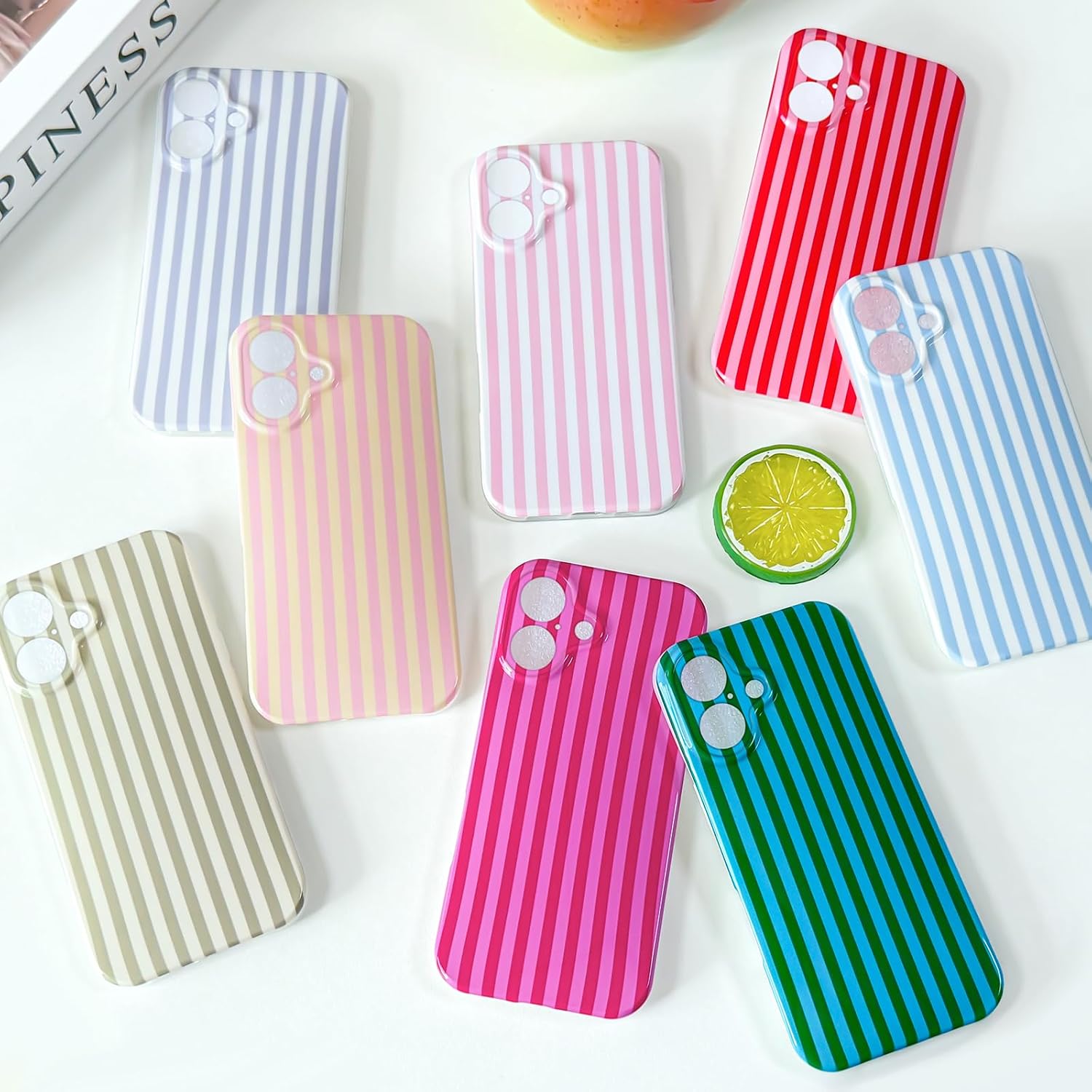 Detalle 2 de Hython iPhone 16 Plus Case, Hot Pink Striped Slim Soft TPU Cover