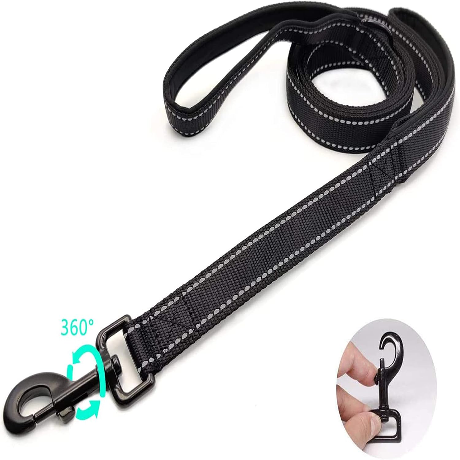 Detalle de Eyeleaf Hundeleine mit Doppelgriff, 1,8 m, reflektierend und robust (Nylon) – für große und mittlere Hunde