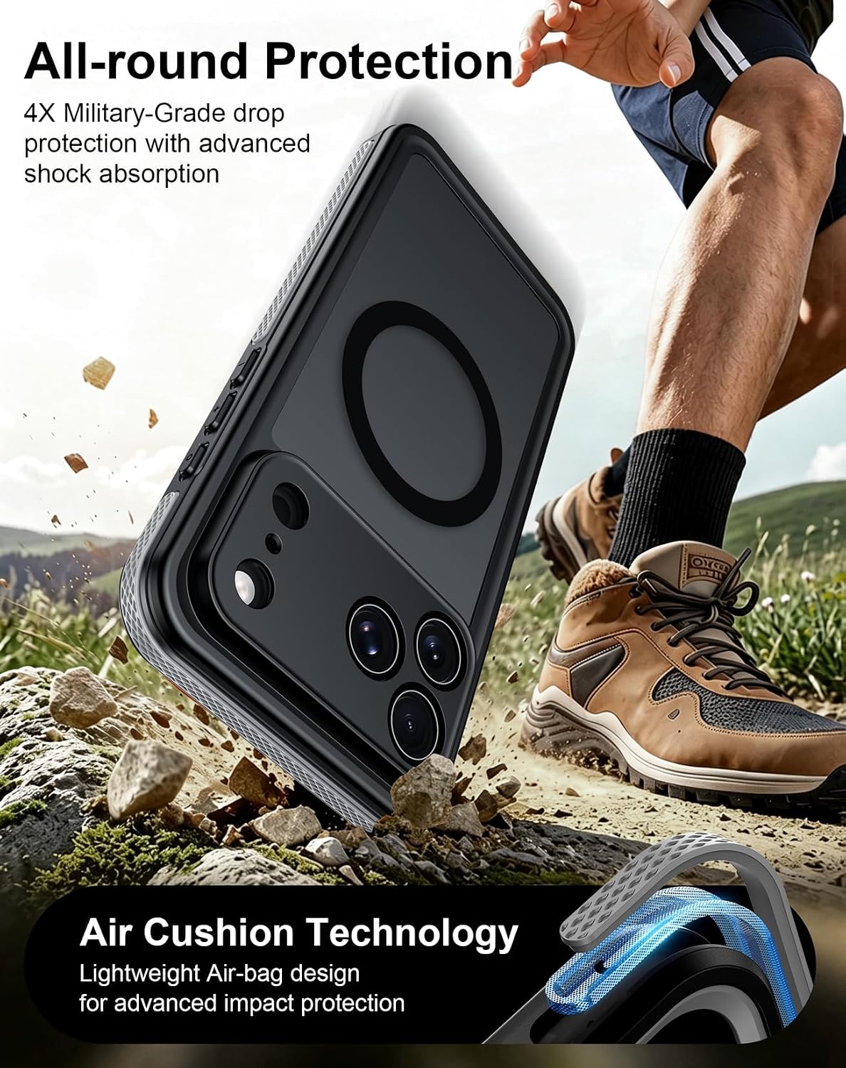 Detalle 2 de Temdan iPhone 18 Pro Max Waterproof Case, IP68, MagSafe Compatible