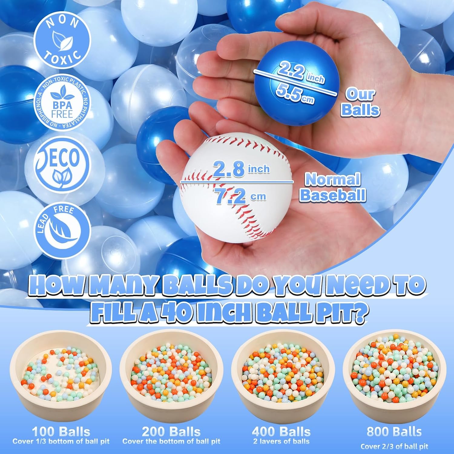 Thumbnail 1 de GOGOSO 1000-Piece Ball Pit Balls for Toddlers and Kids — Safe, Crush-Proof Plastic Play Balls
