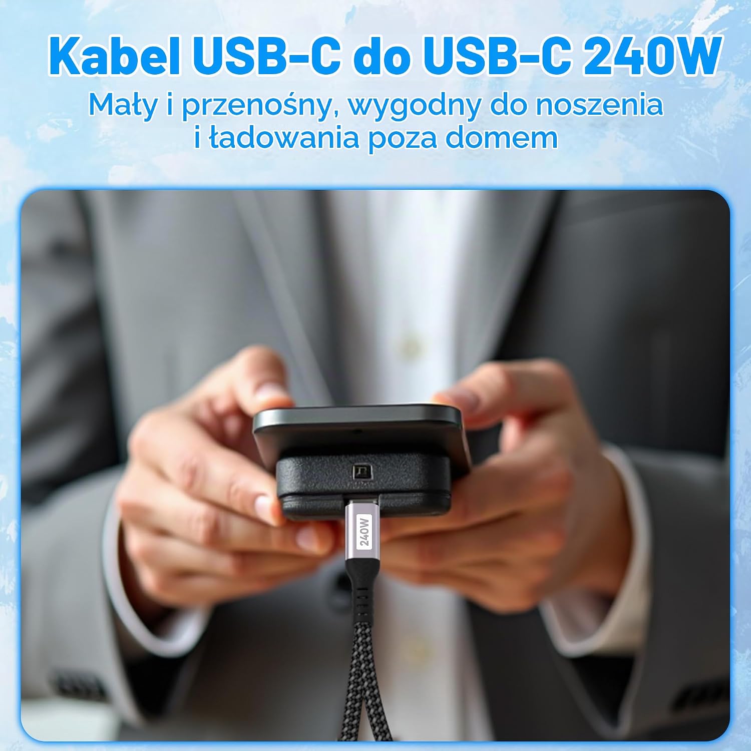 Thumbnail 6 de woednx Kabel USB-C–USB-C 2 m, do 240 W, 5 A, nylonowy oplot