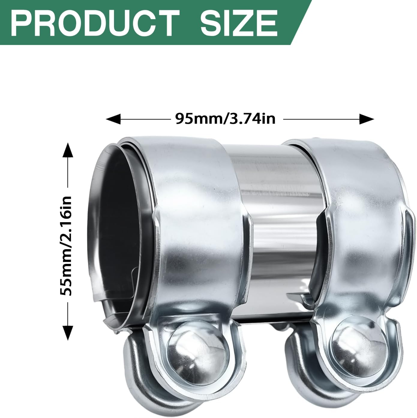 Thumbnail 1 de Exhaust Clamp 55 mm x 95 mm stainless steel exhaust special clamp (2 clamps)
