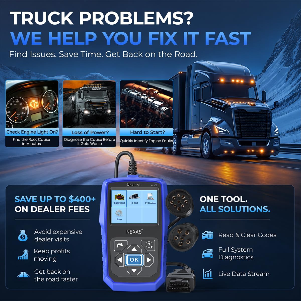 Detalle 2 de NEXAS NL102 Heavy Duty Truck Scanner 2-in-1