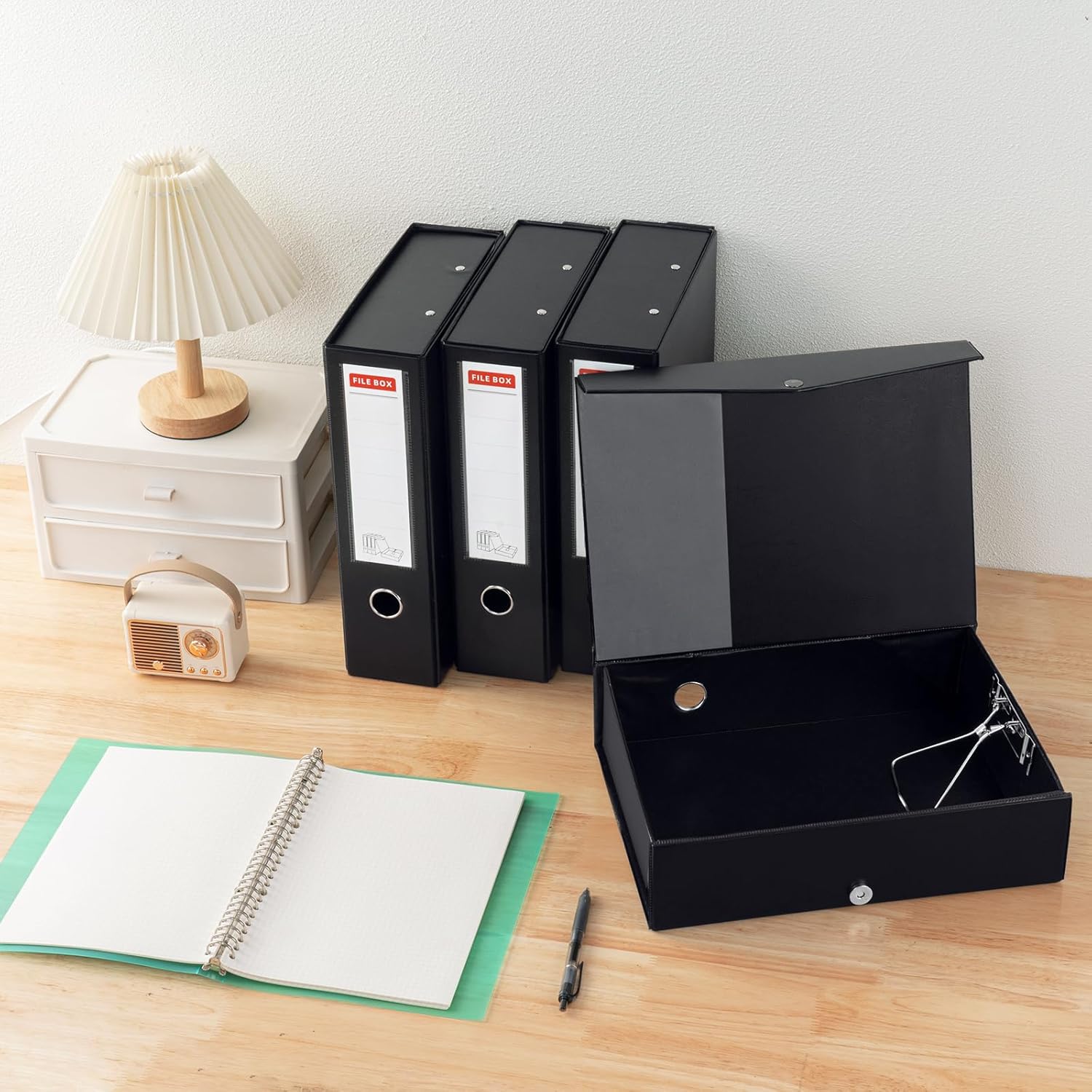 Thumbnail 5 de Srvnpioy Lot de 4 Boîtes A4 noir