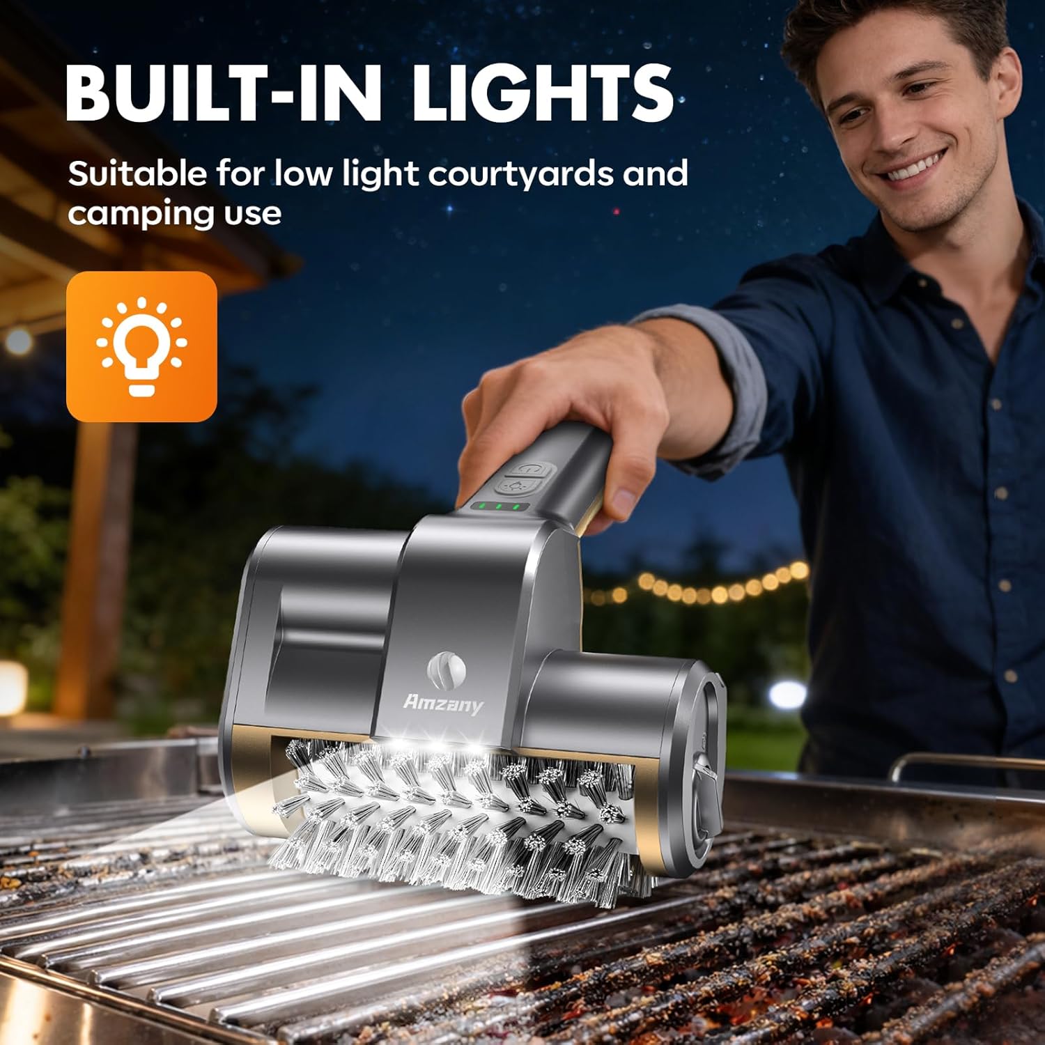 Detalle 2 de Amzany electric grill brush with 3 replaceable heads