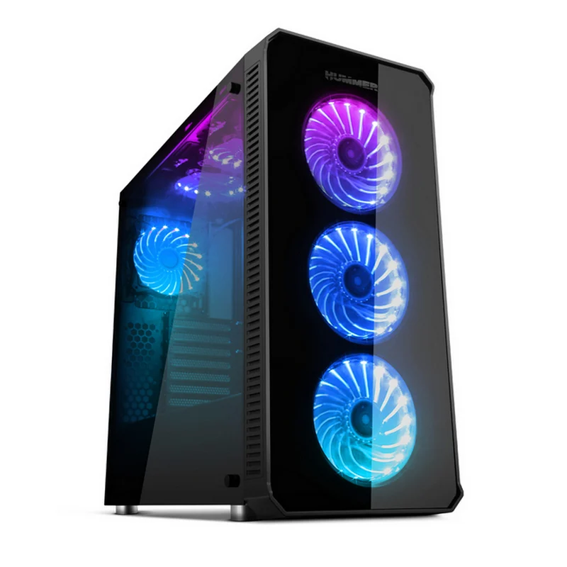 Detalle de Nox Hummer TGX Rainbow RGB - Torre Cristal Templado LED 🌈